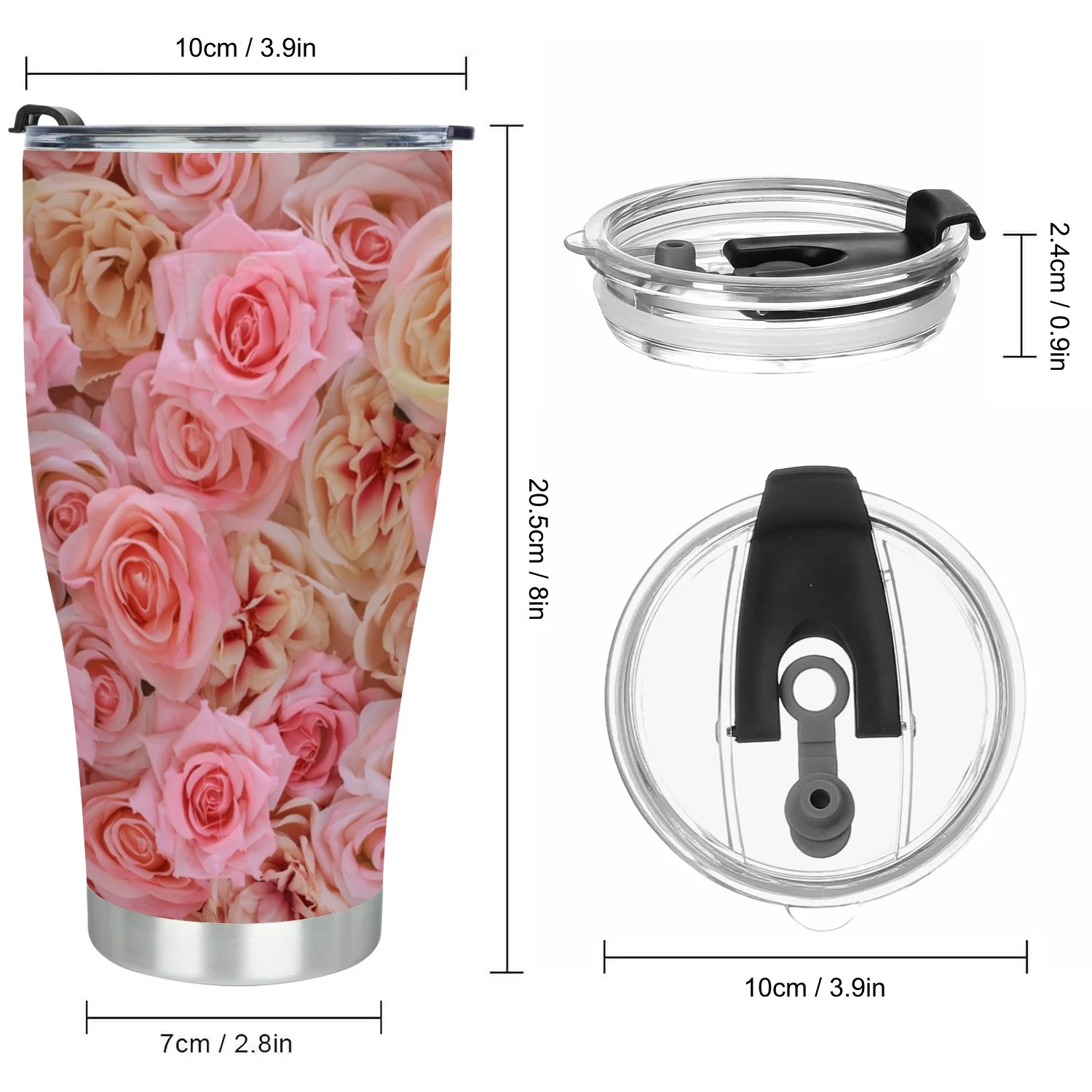 Hidove Stainless Steel Tumbler, Bouquet of Colorful Roses as Background 30oz Leak Proof & Stainless Steel Bottle for Hot & Cold Drinks - Coffee Travel Mug, Water Metal Canteen, Thermal Cup