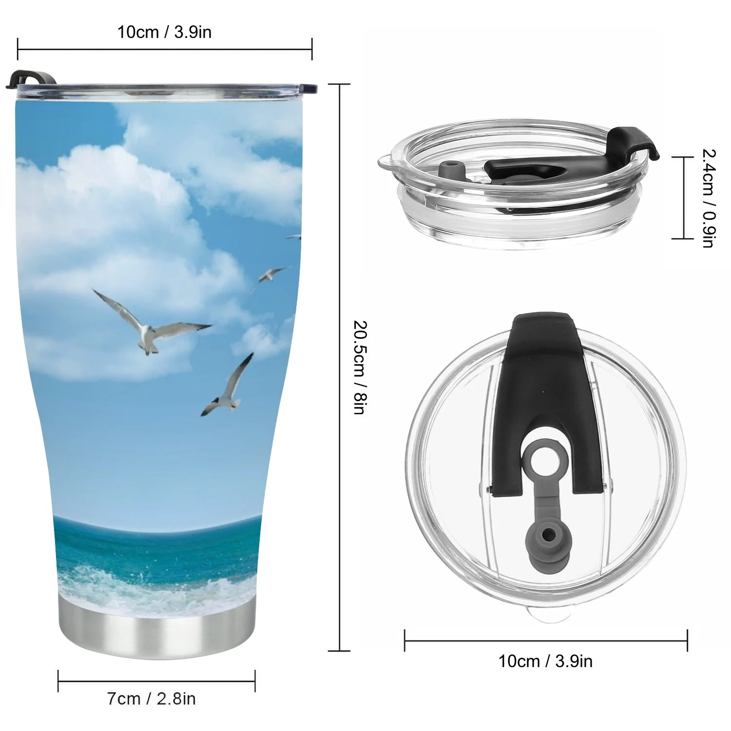 Hidove Stainless Steel Tumbler, Beautiful Ocean View 30oz Leak Proof & Stainless Steel Bottle for Hot & Cold Drinks - Coffee Travel Mug, Water Metal Canteen, Thermal Cup