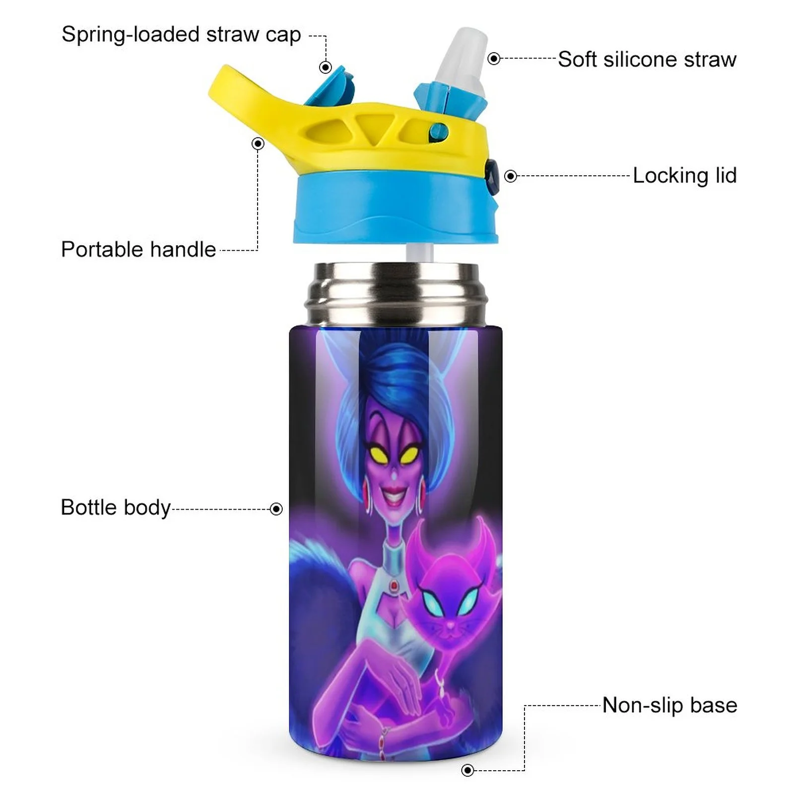 Luigi's Mansion 3 Game Kid's Insulated Water Bottle With Straw Vacuum Stainless Steel Cup Leak-Proof Children Toddler Thermoses