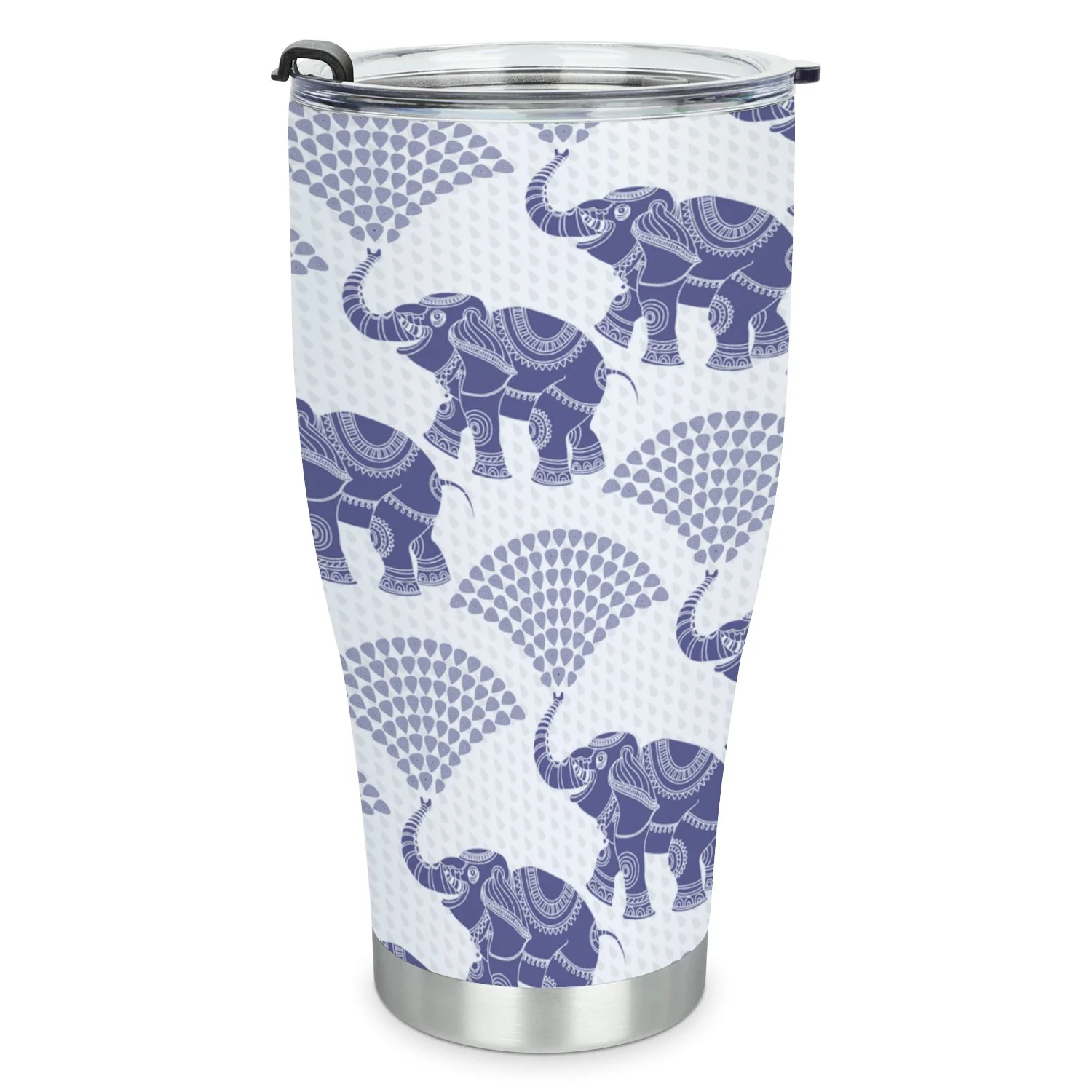 Hidove Stainless Steel Tumbler, Blue Elephant 30oz Leak Proof & Stainless Steel Bottle for Hot & Cold Drinks - Coffee Travel Mug, Water Metal Canteen, Thermal Cup