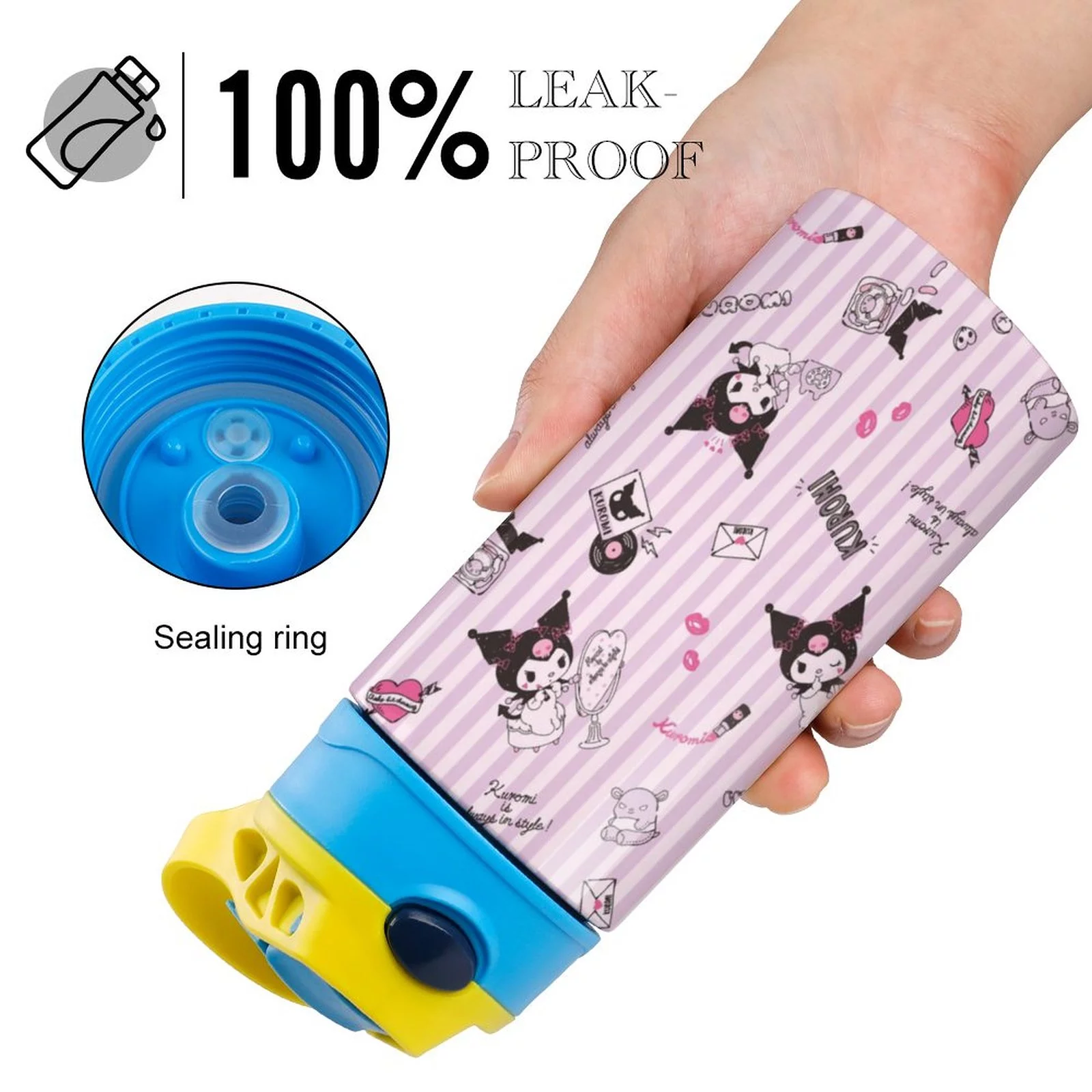 Kuromi My Melody Children's Water Bottle Vacuum Insulated Stainless Steel Cup With Straw Toddler Thermoses