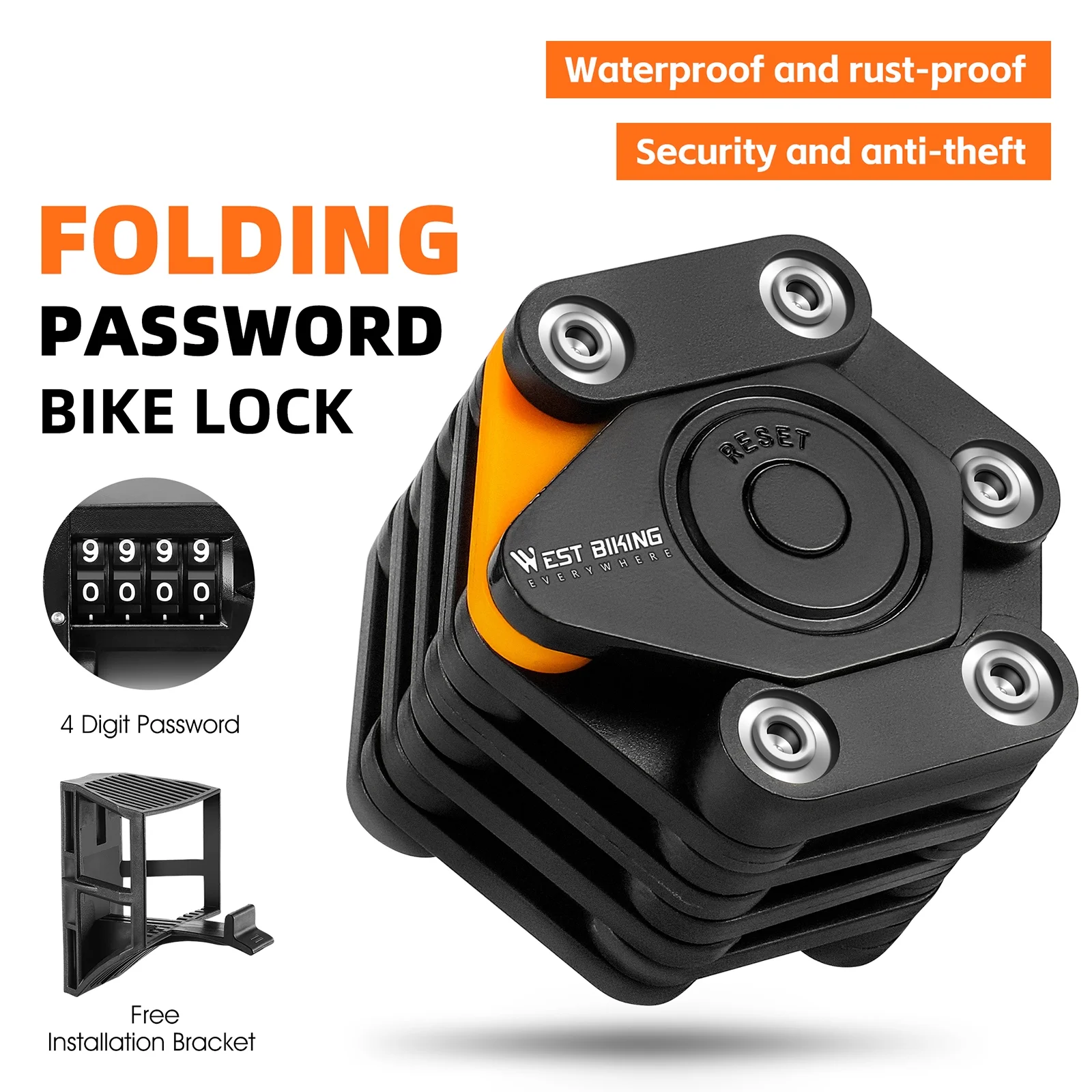 WEST BIKING Bike Lock,Bike Chainlock Lock Safety Antitheft Bike Lock Antitheft Bike Lock West Antitheft Lock Chainlock Lock