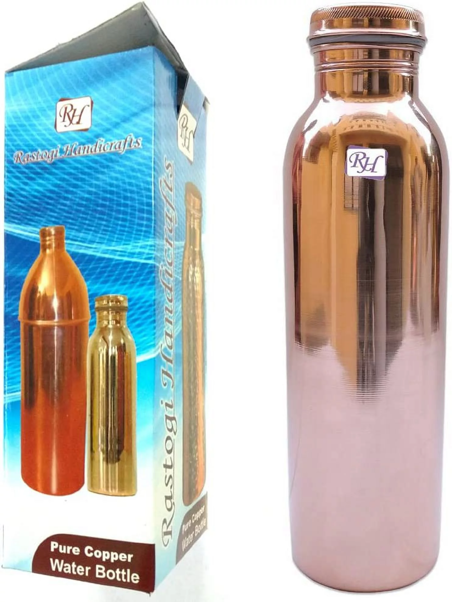 Pure Copper Water Bottle for Ayurvedic Health Benefits (Joint Free & leak proof)