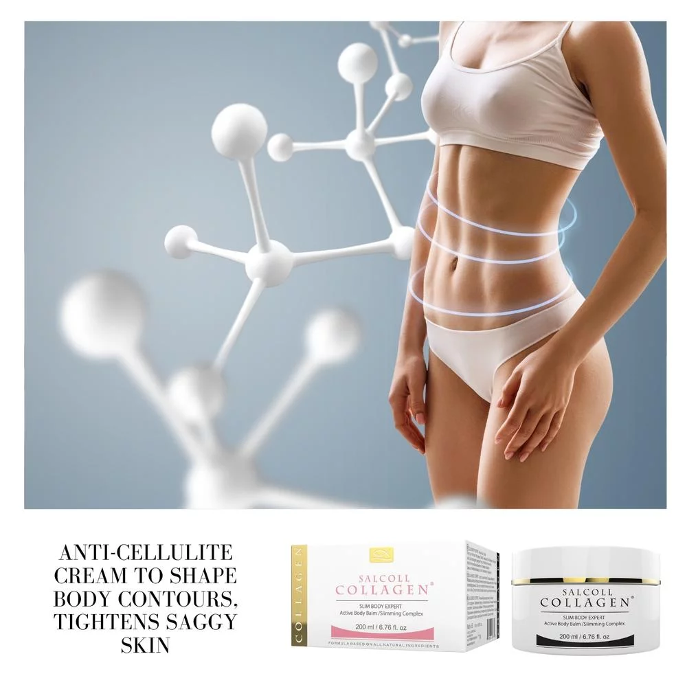 Salcoll Collagen Fat Reducer Slim Body Expert, Pure Marine Collagen Firming Body Cream for Cellulite Reduction and Skin Tightening Cream for Thighs, Stomach,Bottom,200 ml