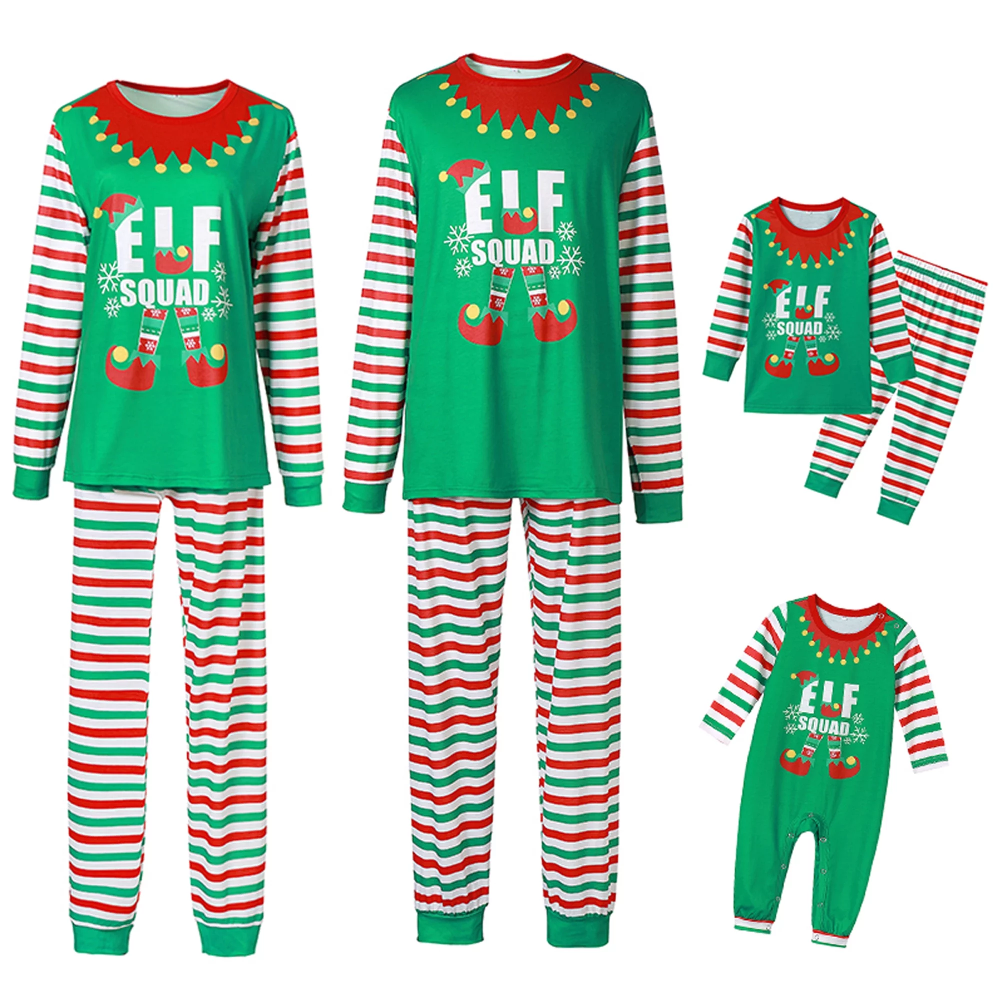 JBEELATE Family Matching Christmas Pajamas Set ELF Tee and Stripe Pant Cozy Loungewear Nightwear
