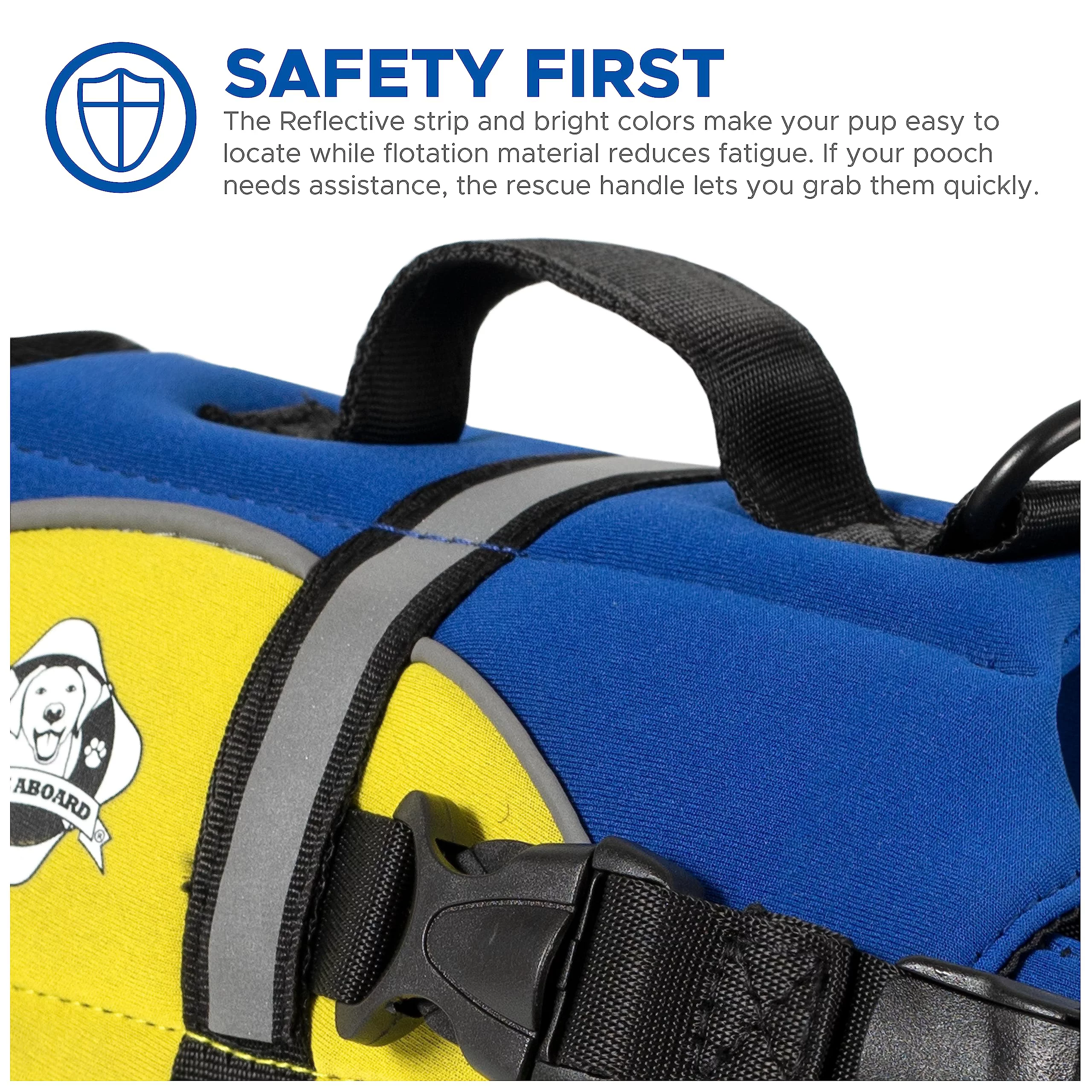 Paws Aboard PA-BY1100 Neoprene Doggy Life Jacket Extra Extra Small Blue- Yellow