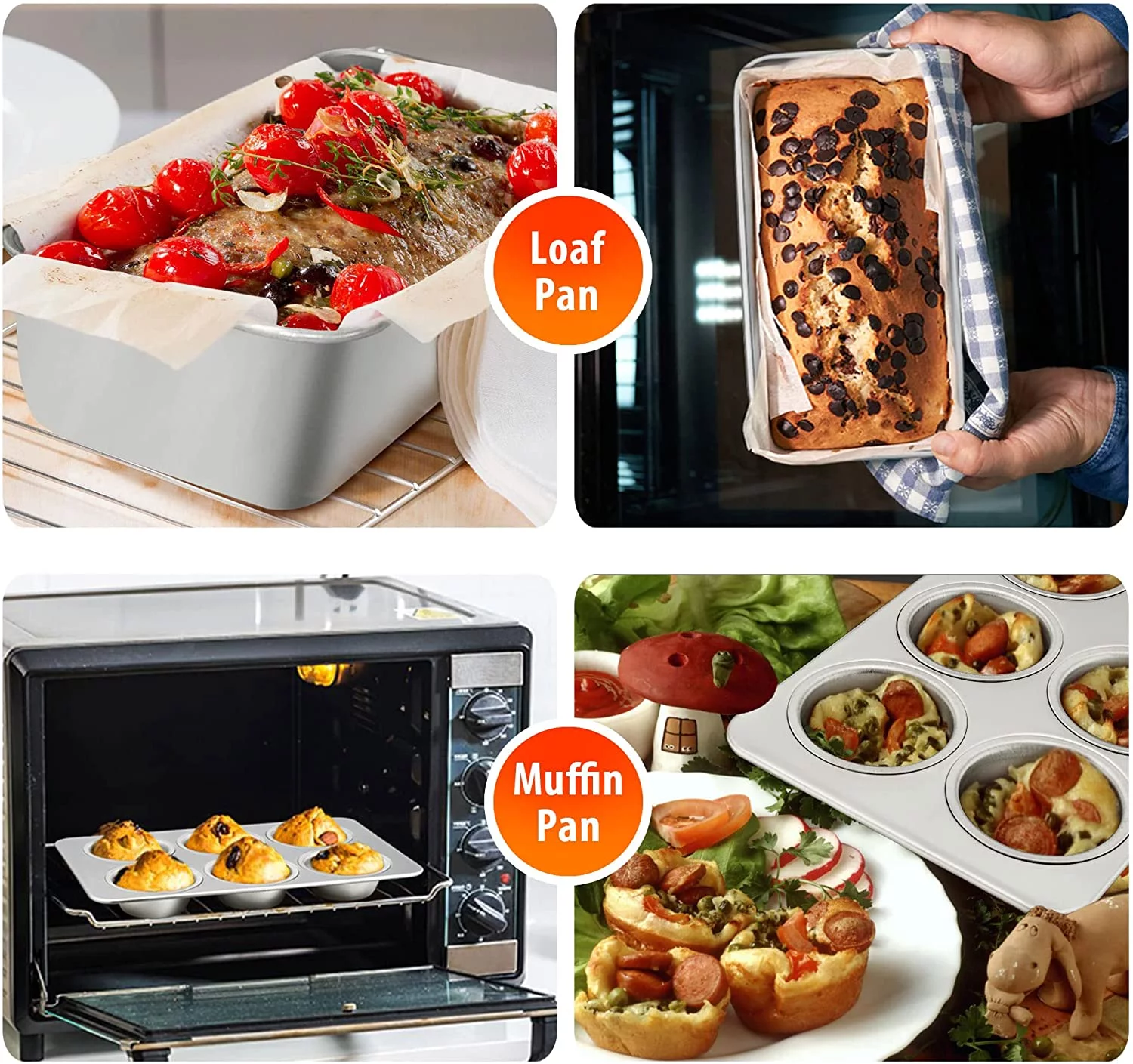 Bakeware, Stainless Steel Bakeware Sets with lids, Baking Sheet with Rack, Toaster Oven Pan & Pizza Pan, Lasagna Pan with Lids, Square & Round Cake Pan with Lids, Muffin & Loaf Pan, Healthy