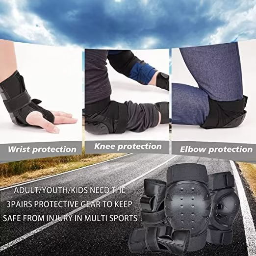 Adult/Child Knee Pad Elbow Pads Guards Protective Gear Set for Roller Skates Bike Skateboard Inline Skatings Scooter Riding Sports, Black M