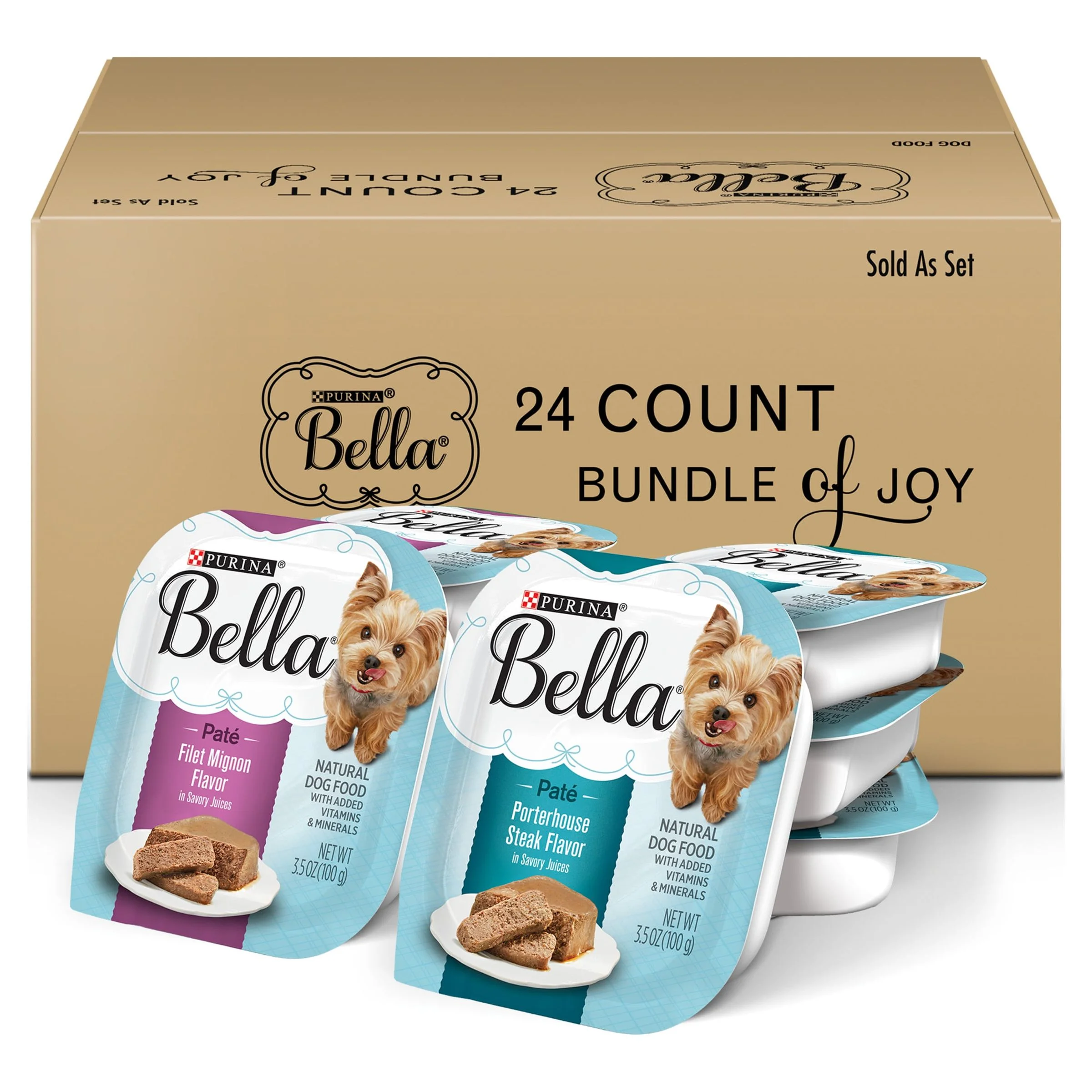 Purina Bella Wet Dog Food Variety Pack, 3.5 oz Trays (24 Pack)