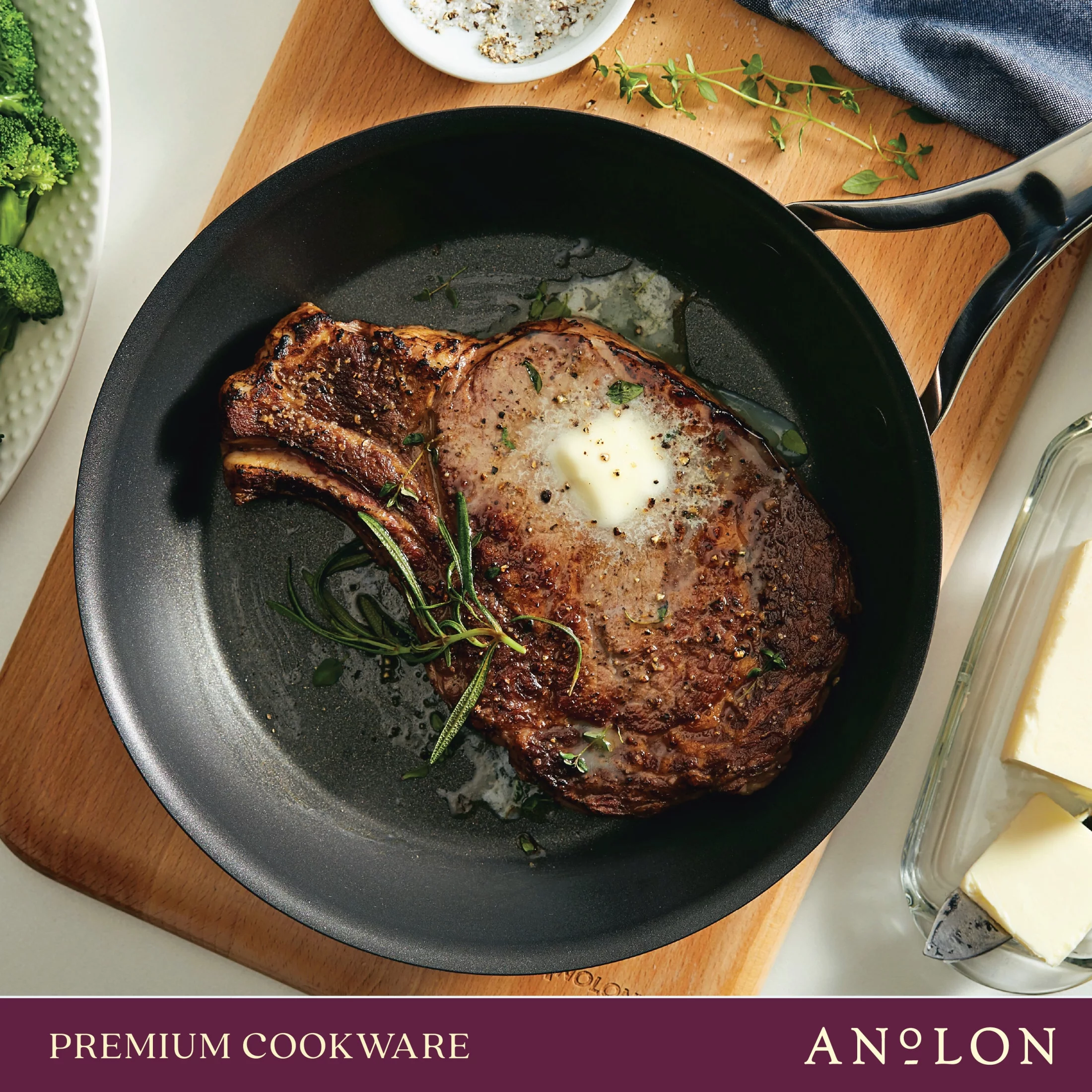 Anolon Nouvelle Copper Luxe Hard-Anodized Nonstick Frying Pan Set, 2-Piece, Sable