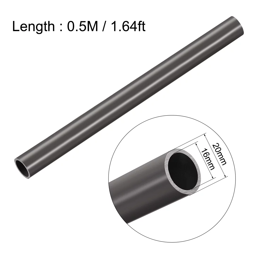 3pcs PVC Rigid Round Tubing 5/8-inch ID x 3/4-inch OD 1.6ft Gray