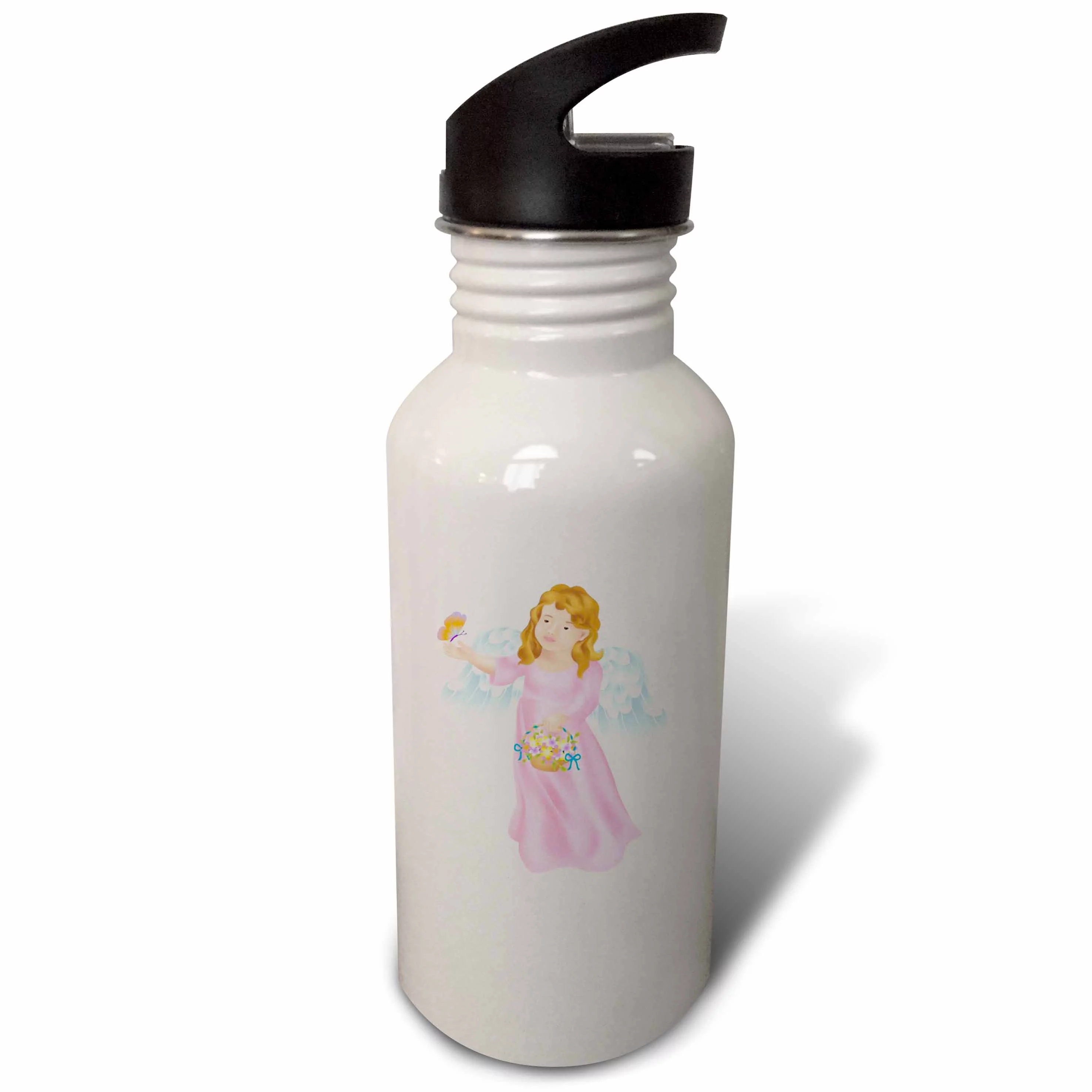 Pink Angel With Butterfly 21 oz Sports Water Bottle wb-38989-1
