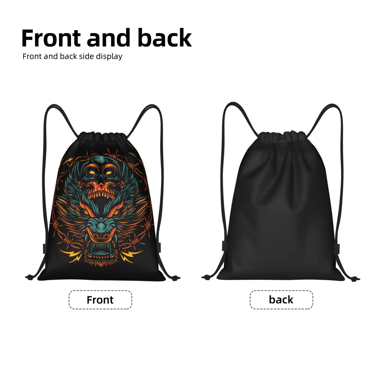 ZNDUO Gym Drawstring Bag, Wolf Head Dark Art Pattern Men and Women Fitness Drawstring Backpack Swimming Bags, Medium