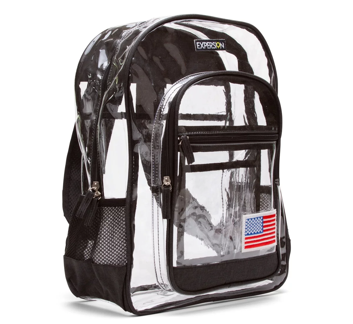American Flag Clear Backpack (Black)