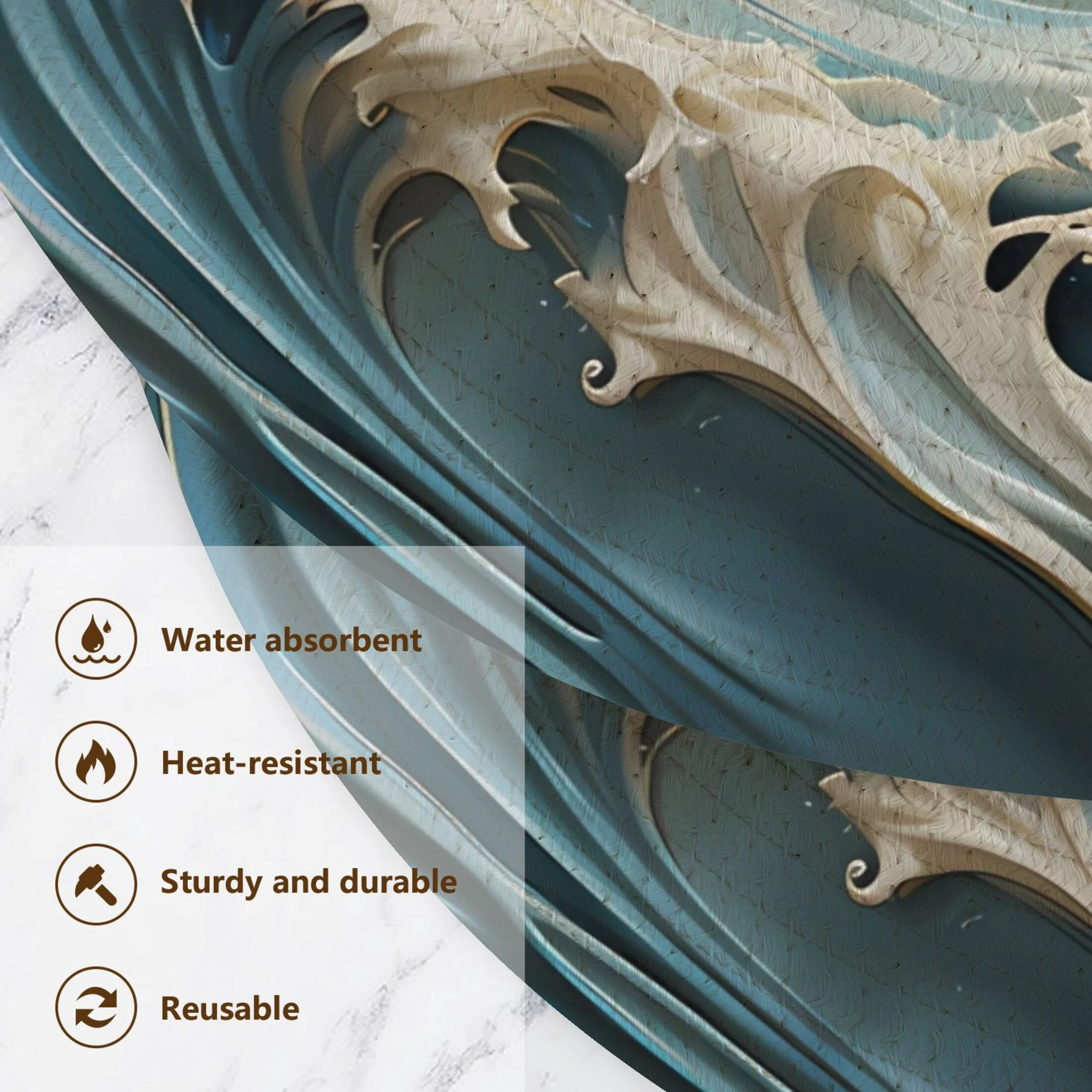 Abstract Blue Marble 3 PCs Pot Holders Trivets Kitchen 15