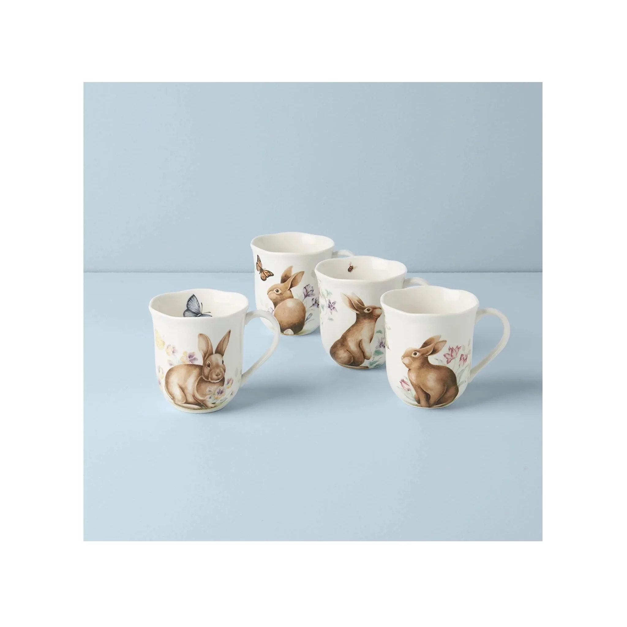 Lenox Butterfly Meadow Bunny Mugs, Set Of 4, Assorted