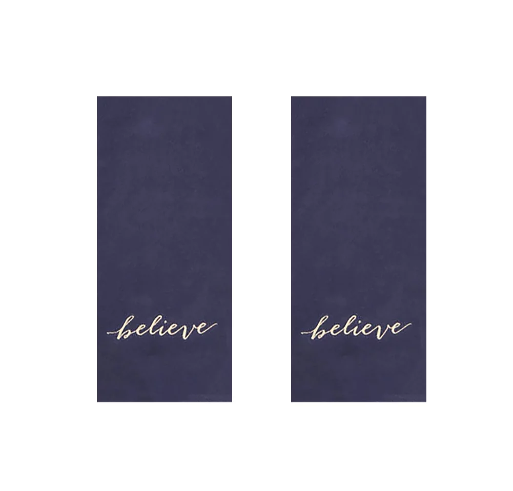 Broyhill Believe Christmas Kitchen Towel 2-Pack Navy Blue, Absorbent Cotton Terry Towels 15 x 25 inches