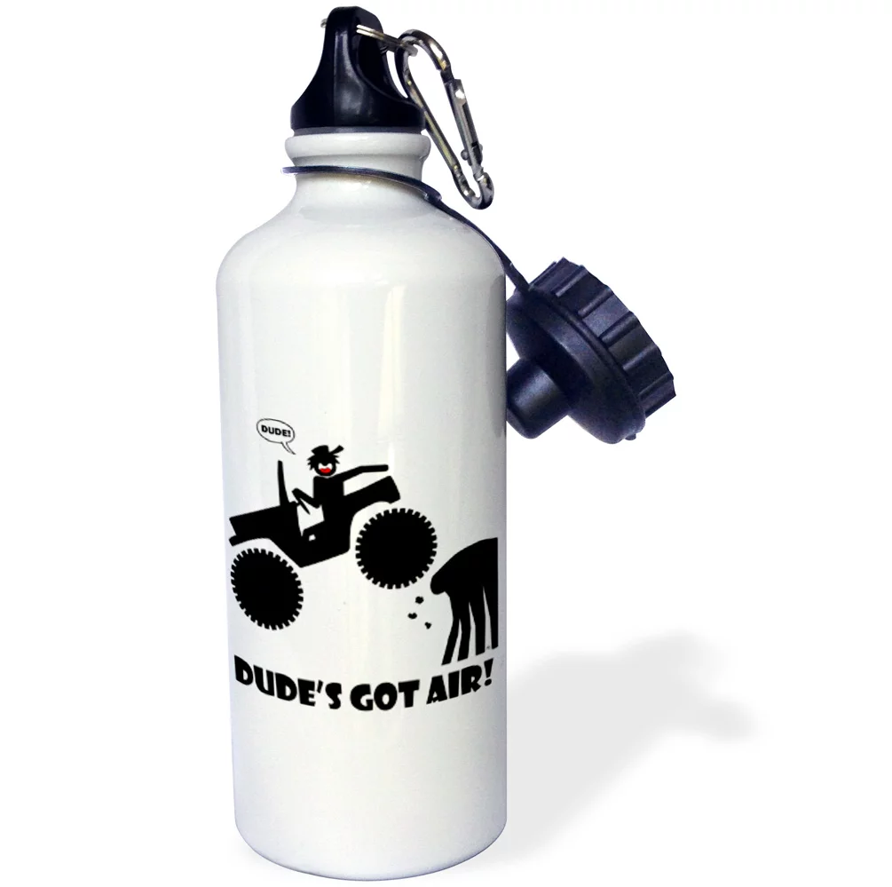 3dRose DUDES GOT AIR CAR image 2 on transparent, Sports Water Bottle, 21oz