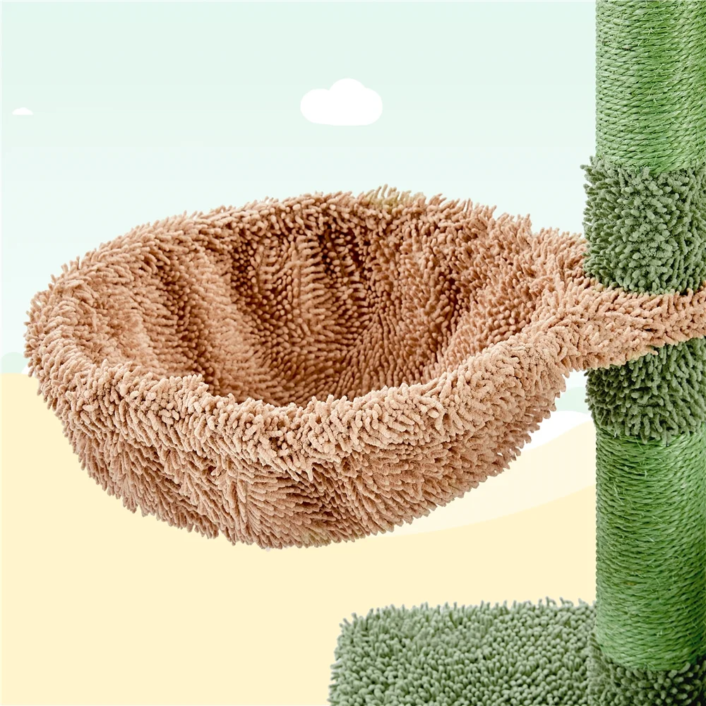 Yaheetech 52.5''H Cactus Cat Tree Condo,Green/Brown