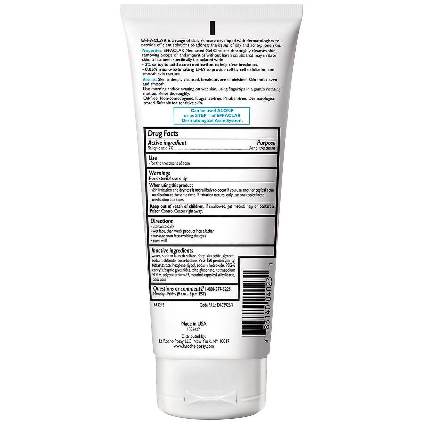 La Roche - Posay Effaclar Medicated Gel Acne Face Wash with Salicylic Acid