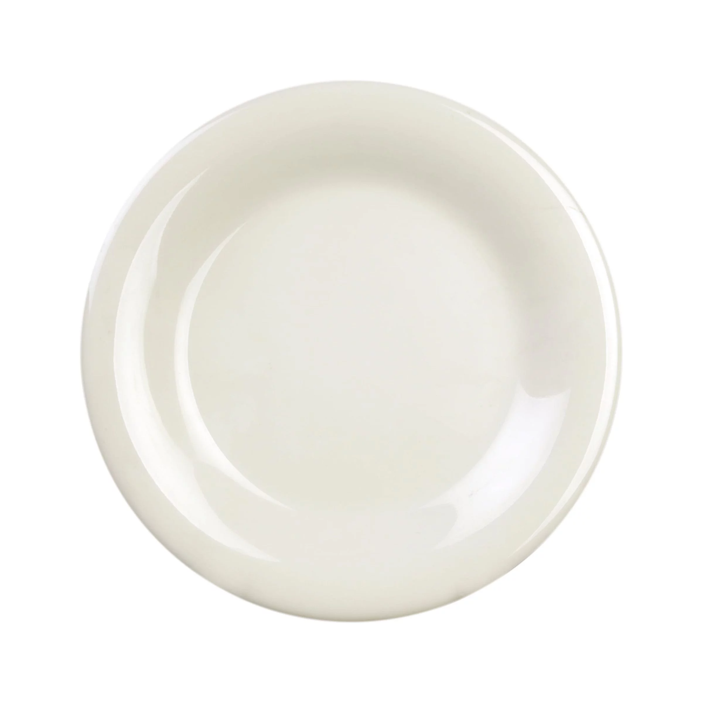 Excellante Color ivory melamine dinnerware collection 9 inch wide rim round plate, comes in dozen