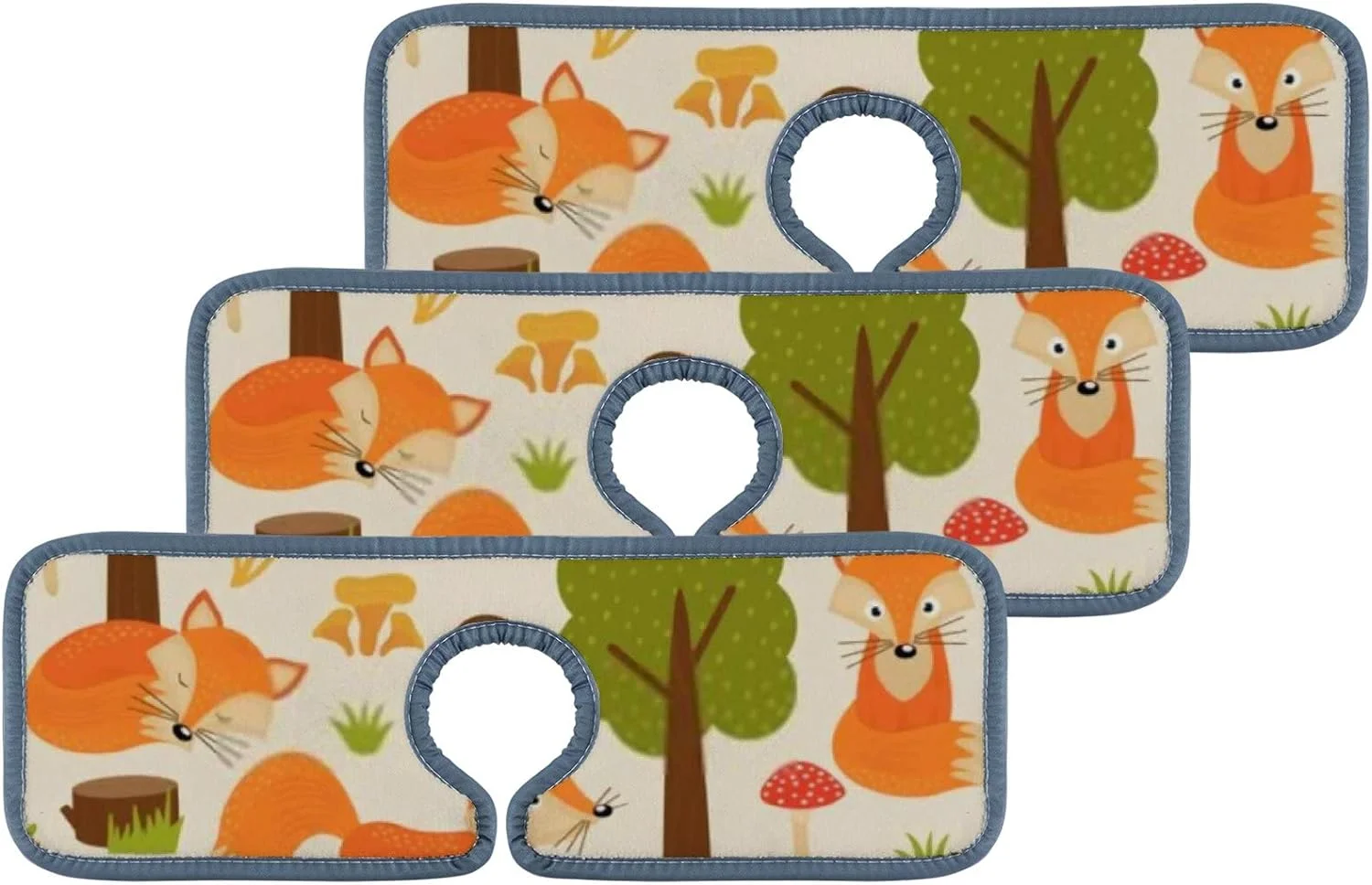 SKYSONIC Faucet Absorbent Mat 4 Pcs Fox in Forest Kitchen Faucet Splash Catcher Washable Counter Drying Pads Behind Faucet for Kitchen Bathroom