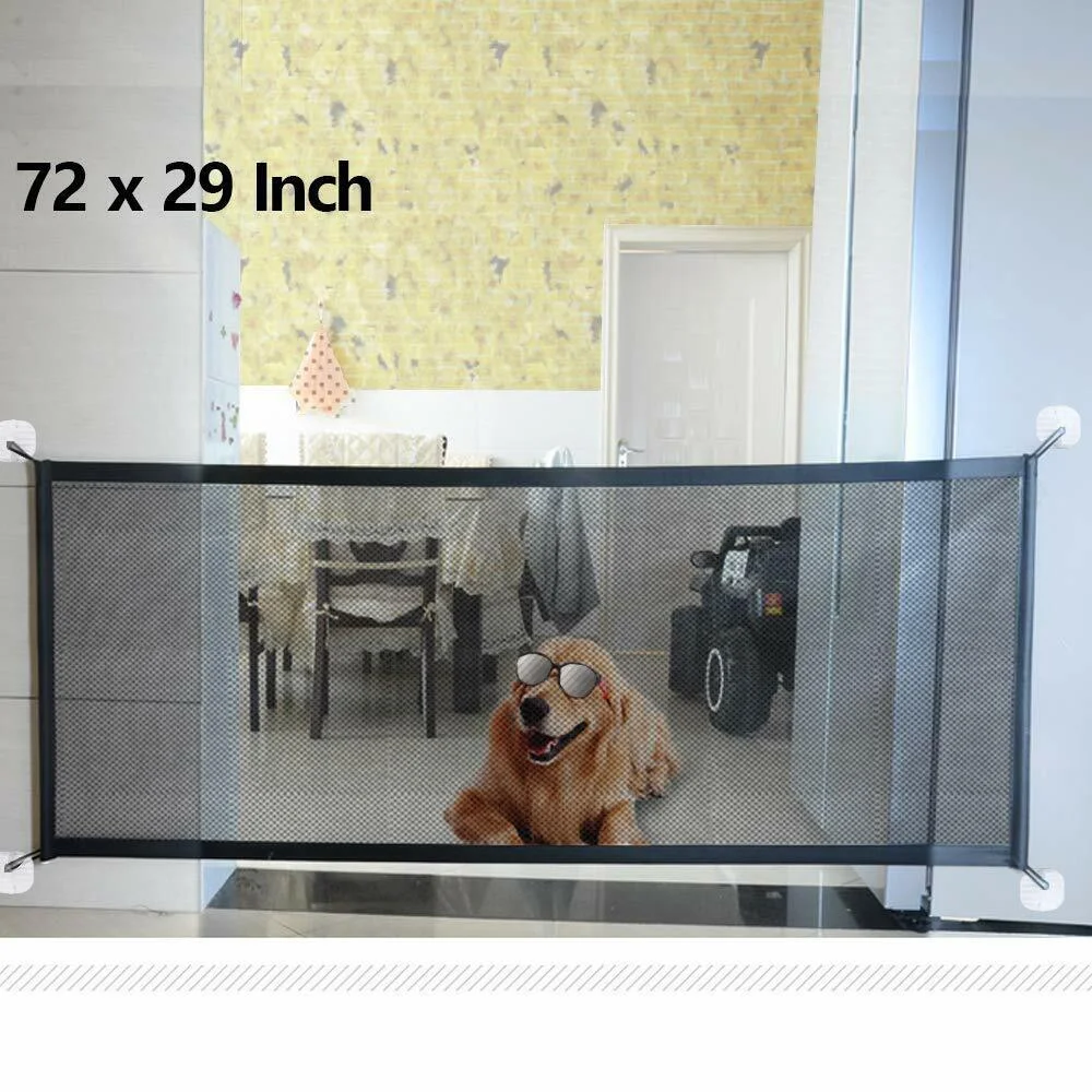 Pets Dog Cat Baby Safety Gate Mesh Fence Magic Portable Guard Net Stairs Doors