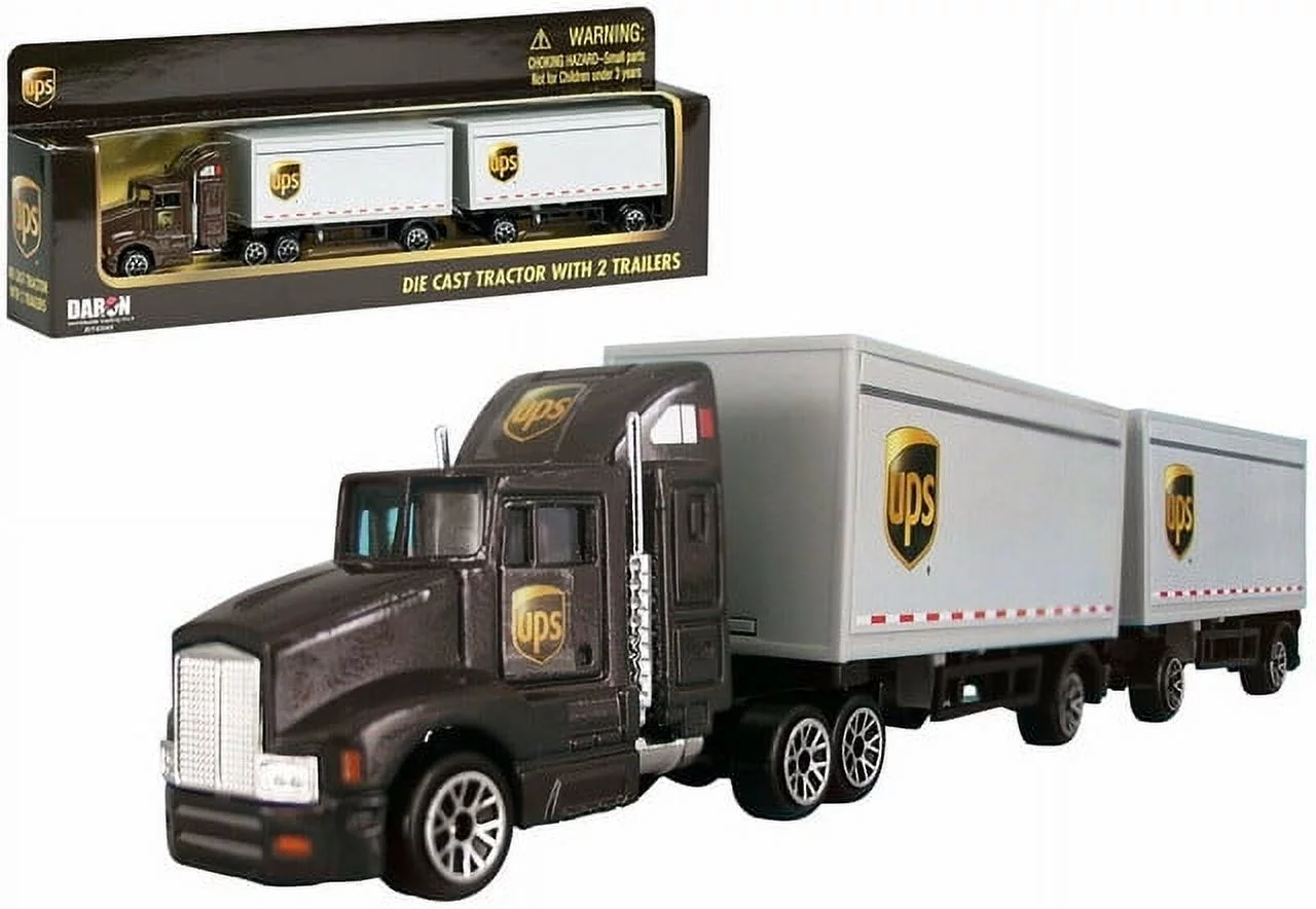 1/87 HO scale diecast UPS freight 12 wheels truck tractor with 2 trailers Daron