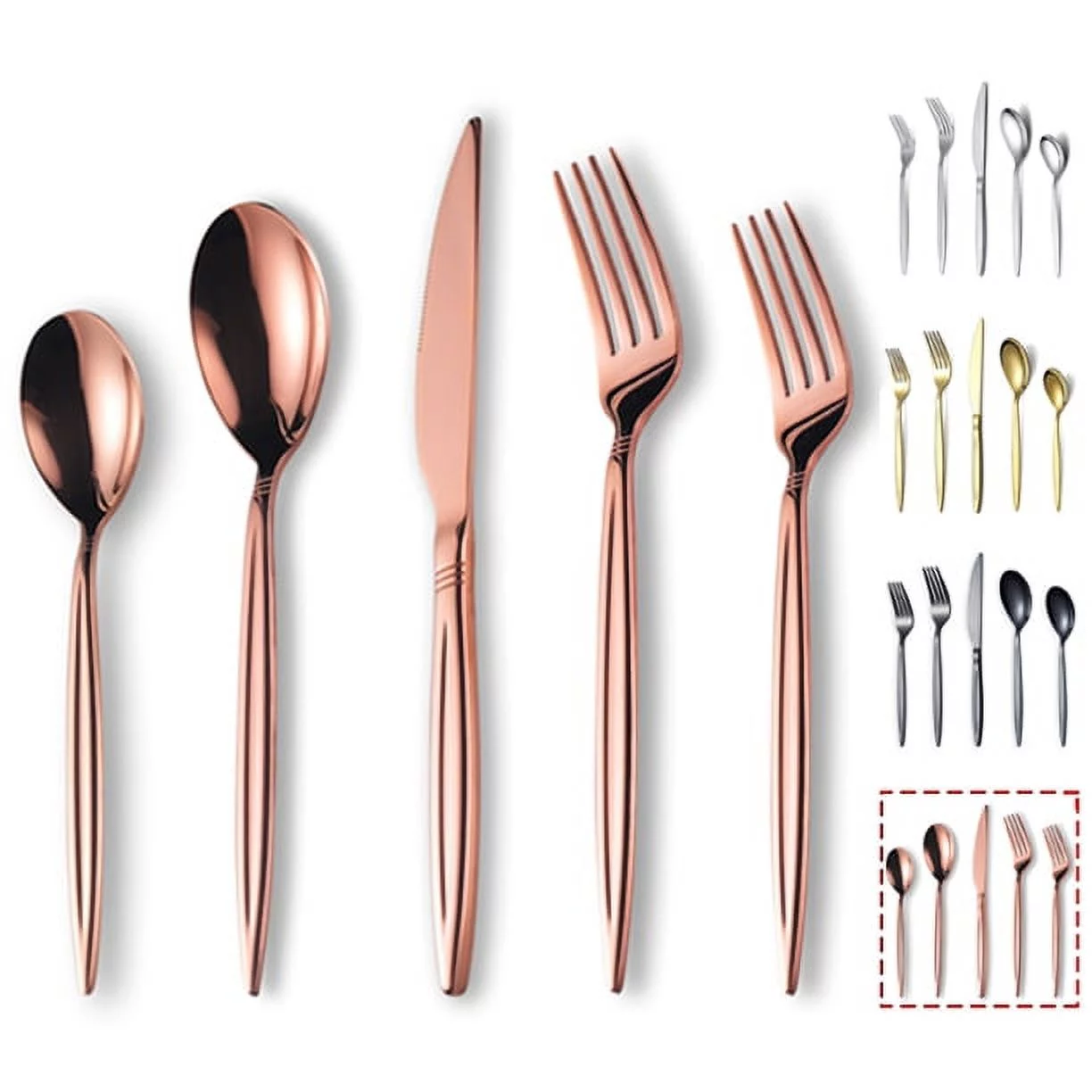 ReaNea Rose Gold Silverware Set 20 Pieces, Flatware Set, Cutlery Set Service For 4