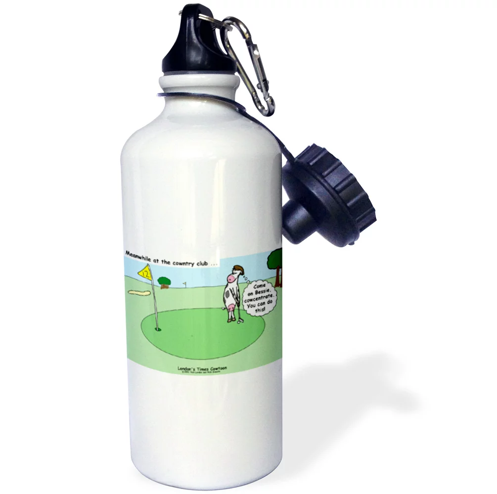 3dRose Cow Country Club - Golf, Sports Water Bottle, 21oz