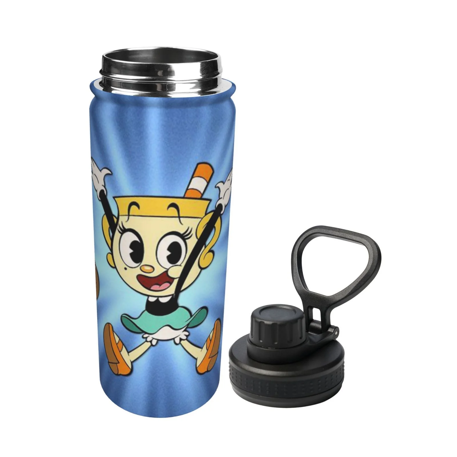 Cuphead Mugman Chalice Sports Insulated Water Bottles Kettle Stainless Steel Portable Cup18OZ For Travel Gym School
