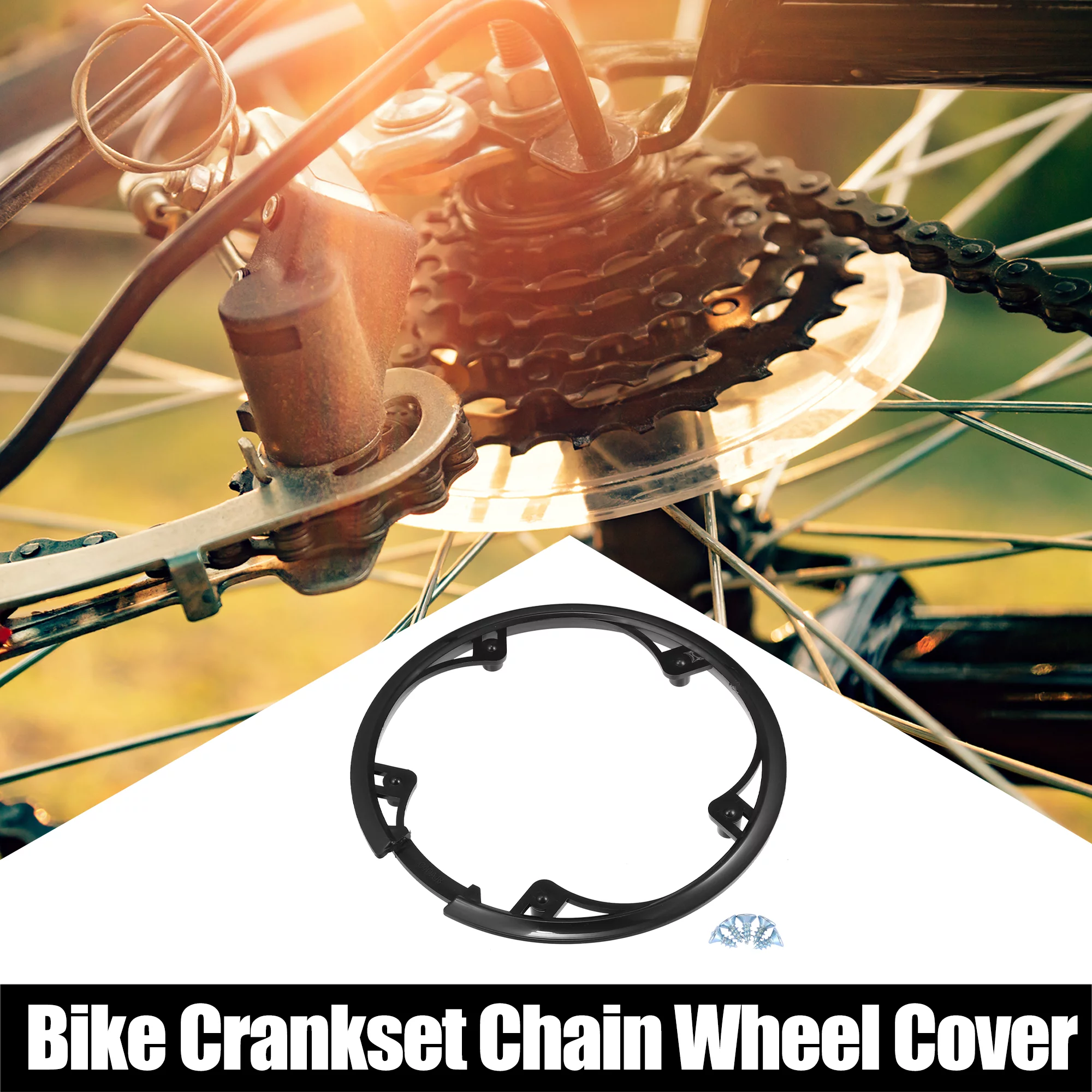 Unique Bargains 2 Pcs 48 Teeth 10cm 5 Holes Bicycle Bike Crankset Chain Wheel Cover Protection Chain Wheel Protective Cover Black