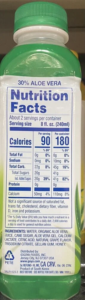 Aloe Vera ORIGINAL Flavored Drink 16.9 oz - 1 Bottle