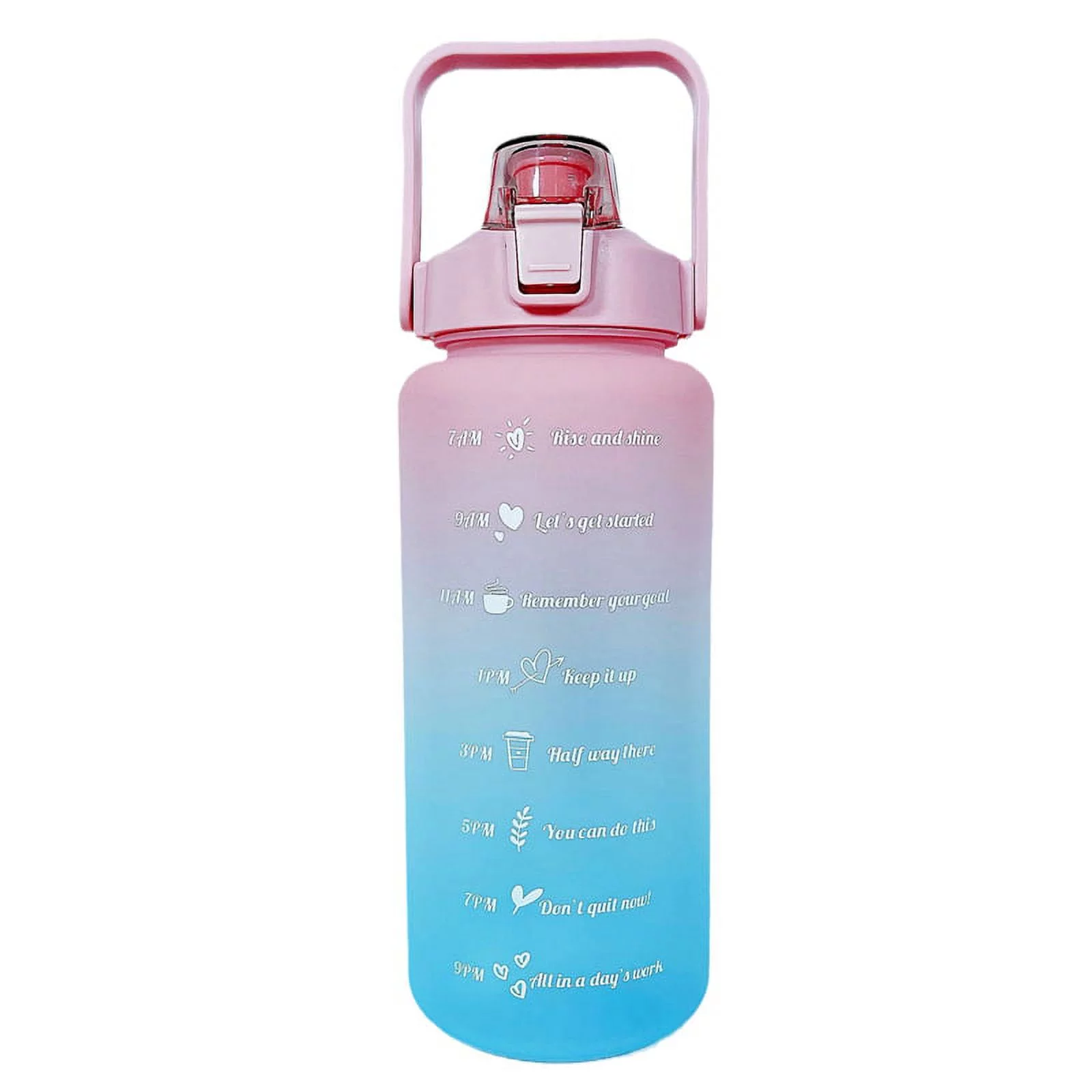 Riapawel Rousa 2 Litre Water Bottle with Straw, BPA Free Leakproof Water Bottles, Water Cup With Time Marker Reminder and Handle