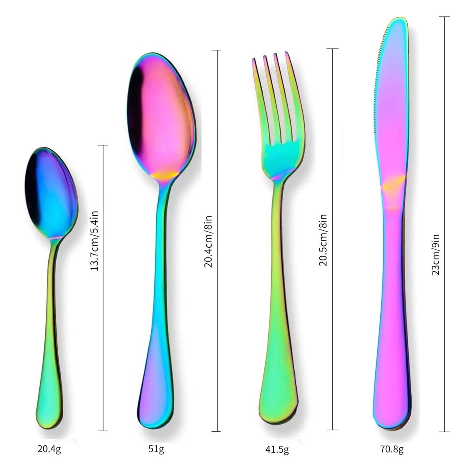 bimiti Colorful Silverware Set, 24 Piece Rainbow Stainless Steel Flatware Set, Mirror Finish Cutlery Set with Gift Box