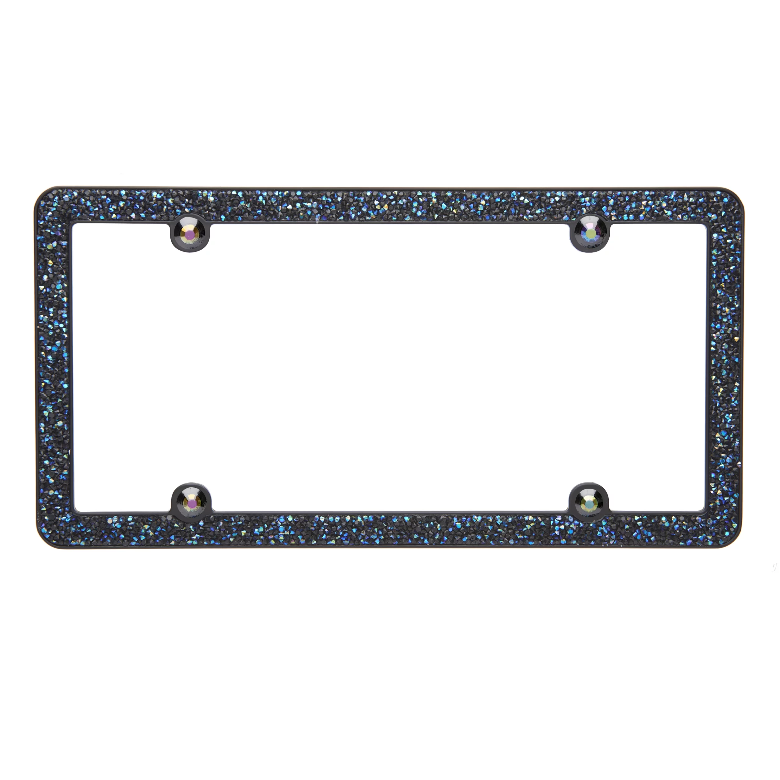 Auto Drive Black Iridescent Crushed Bling Metal License Plate Frame, 90205W