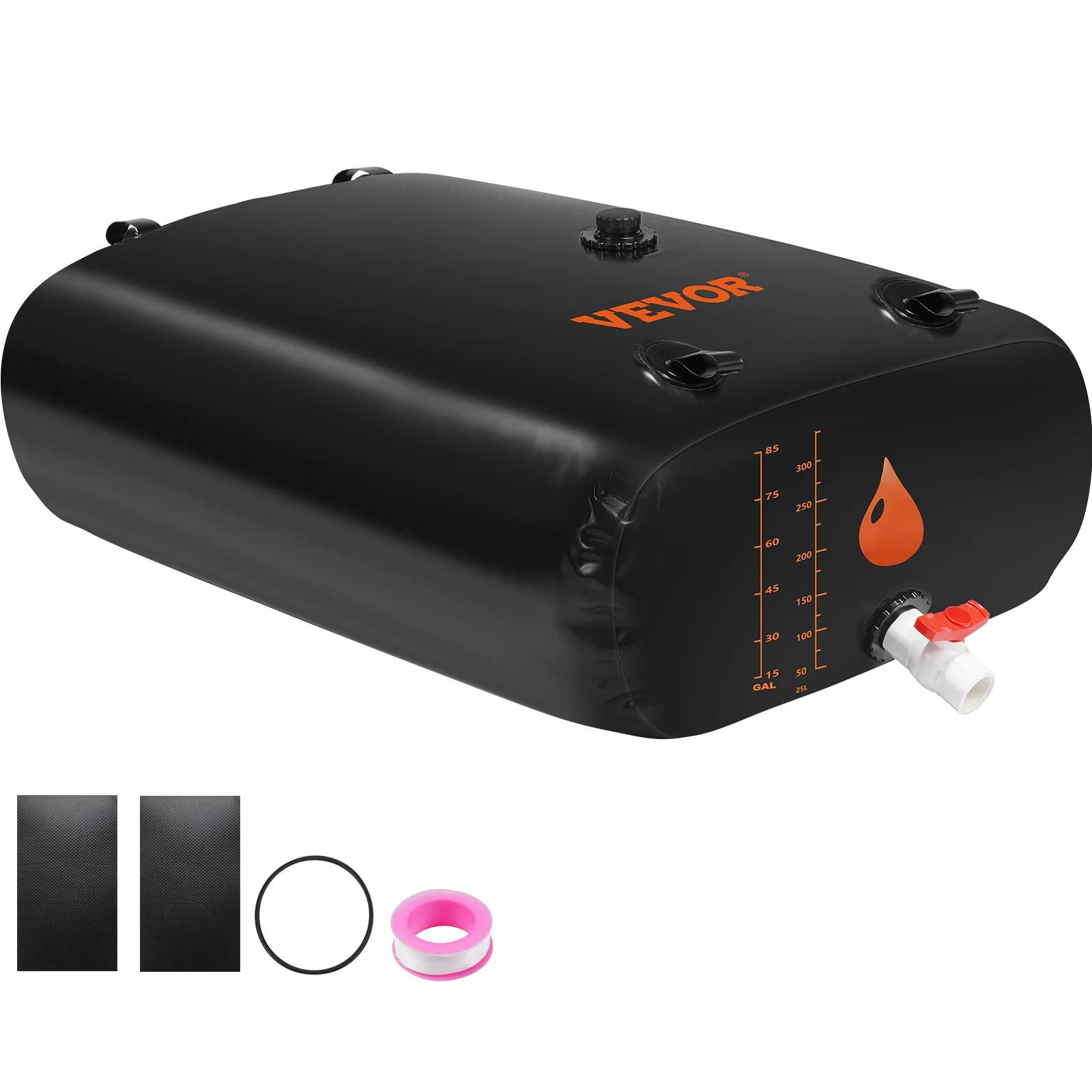 BENTISM Portable Water Storage Bladder Rainwater Bag,87 Gallon Large Capacity Water Storage Containers,1000D PVC Water Bladder Including Spigots and Overflow Kit,Water Tank