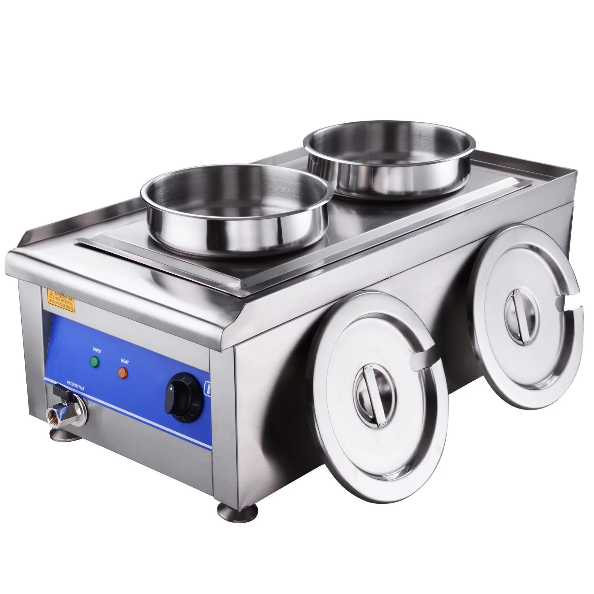 Double Stainless Steel Pot Food Warmer - 1200W - Serve Hot and Delicious Dishes Effortlessly