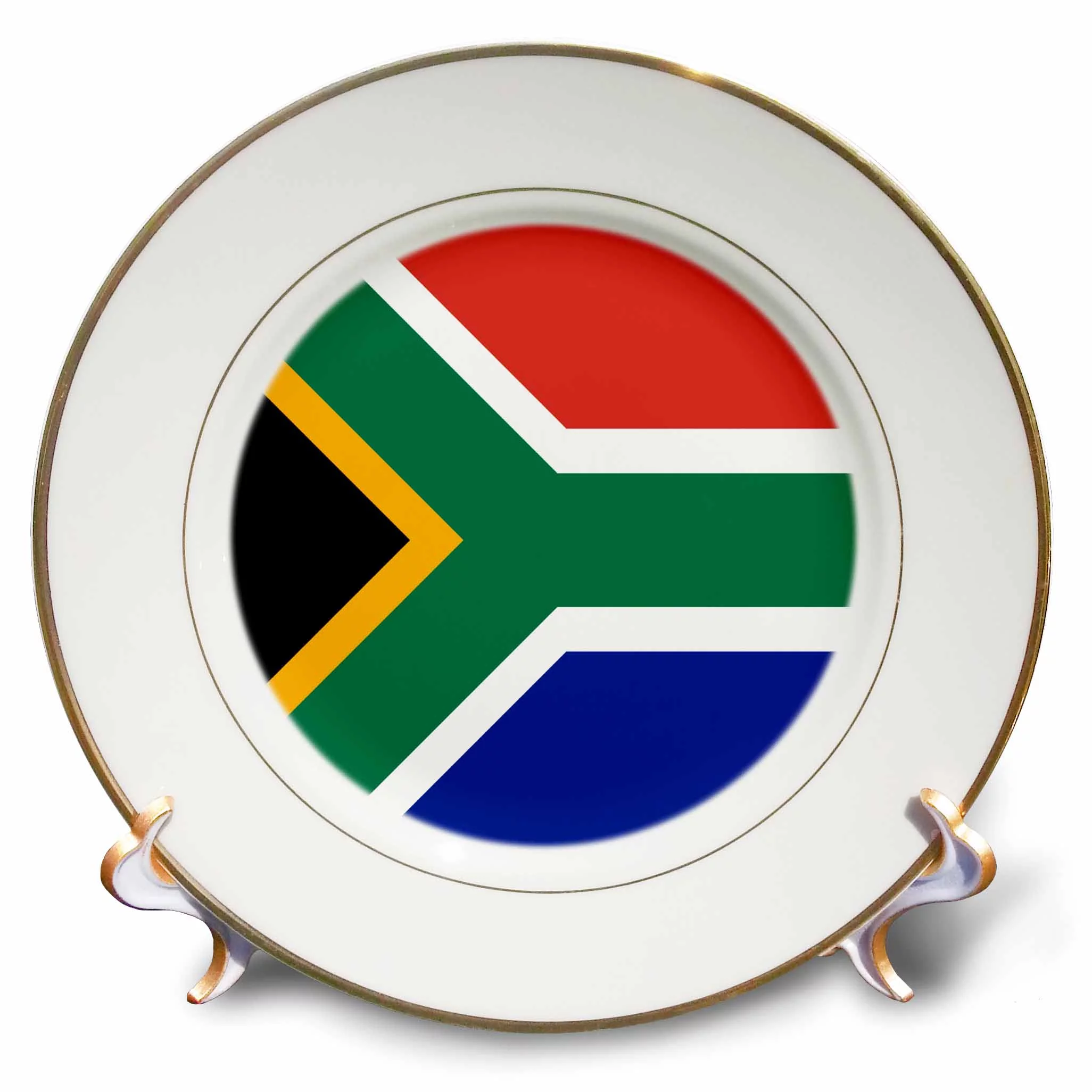 3dRose Flag of South Africa - Colorful red green blue black white yellow multicolor African world souvenir - Porcelain Plate, 8-inch