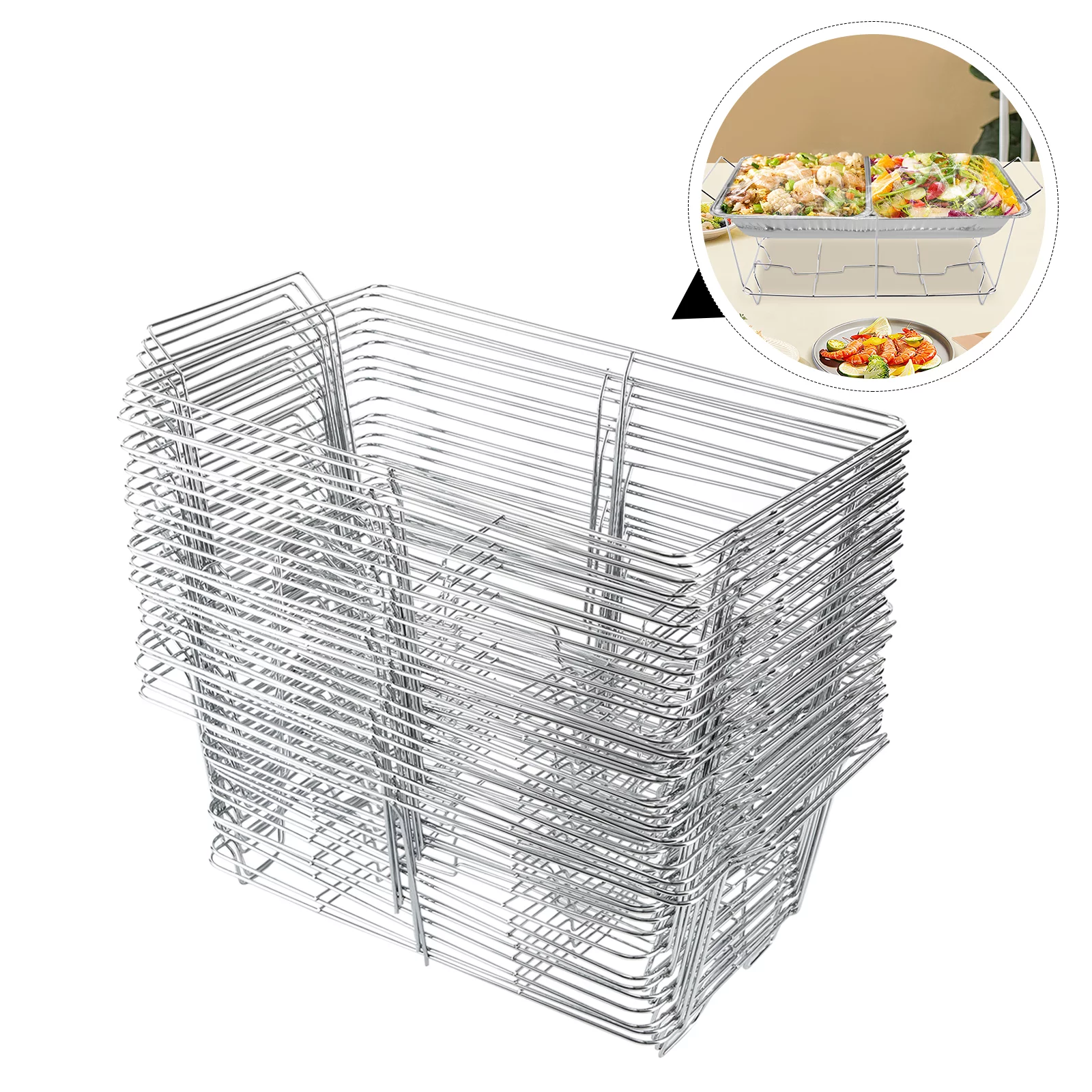 24Pcs Stand Serving Trays Buffet Dish Warmer Rack Wire Chafing Dish Rack