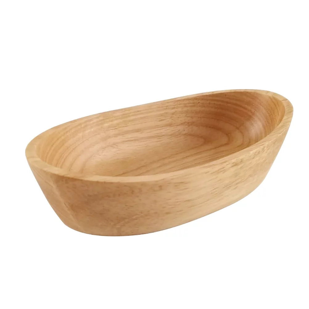 Boat Shaped Wood Deep Serving Bowl Dish Fruit Candy Snacks Container Wooden Salad Bowl