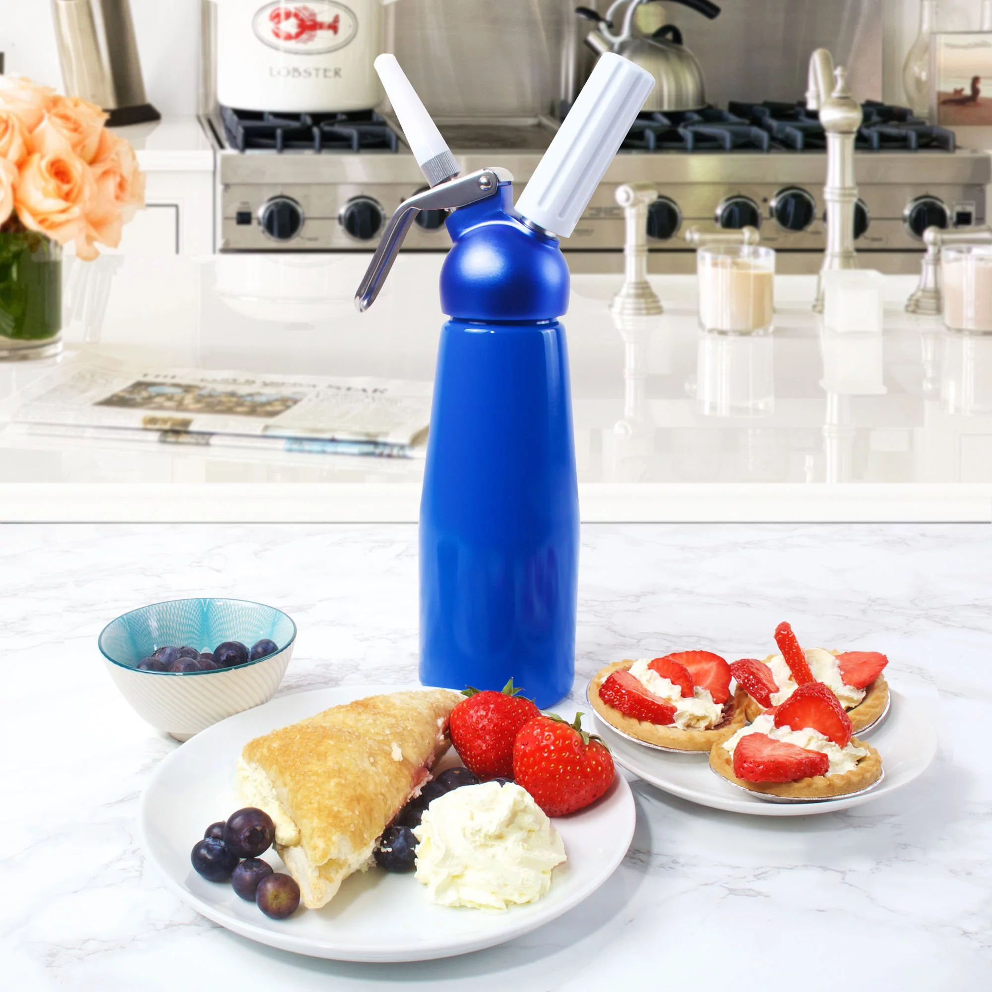 Impeccable Culinary Objects (ICO) Professional Aluminum Cream Whipper, Blue