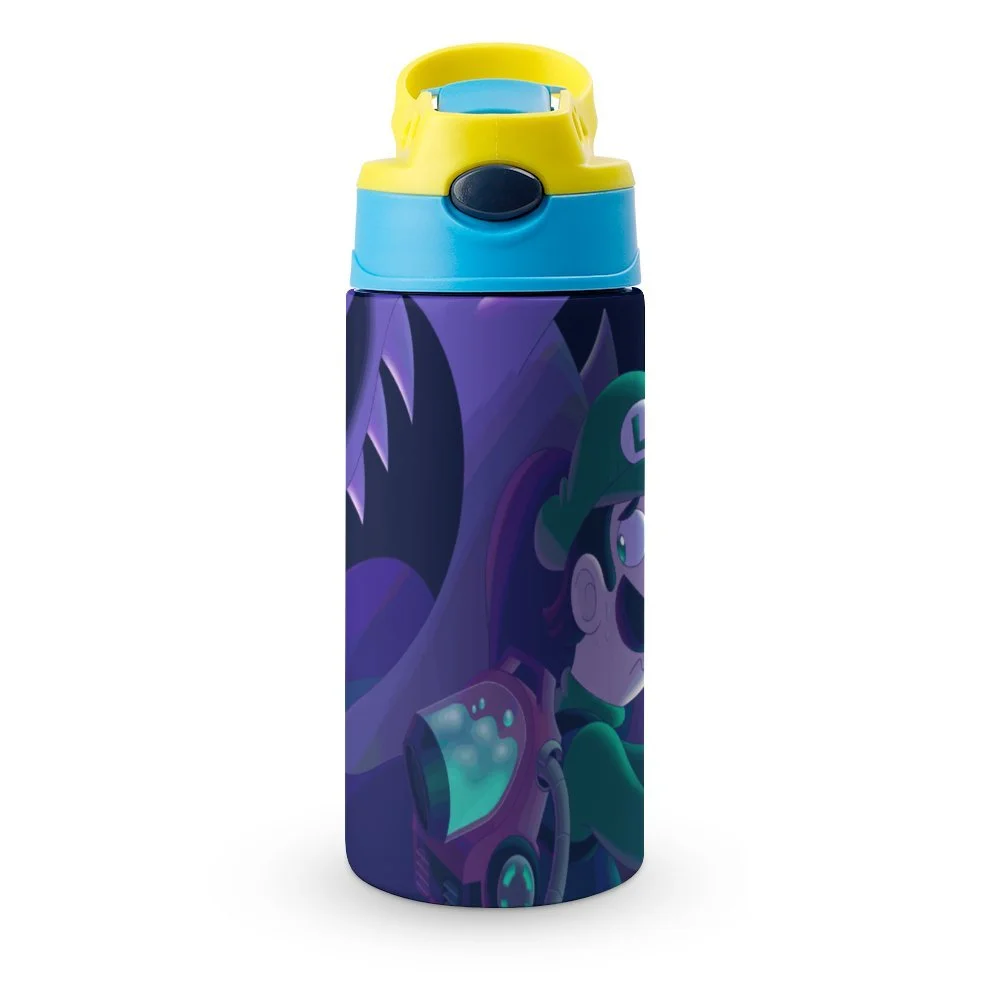 Luigi's Mansion Boo Kid's Insulated Water Bottle With Straw Vacuum Stainless Steel Cup Leak-Proof Children Toddler Thermoses