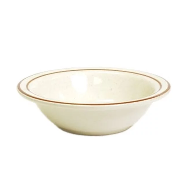 Tuxton China  Bahamas 13 oz. Narrow Rim with Brown Speckle Grapefruit Dish - American White - 3 Dozen