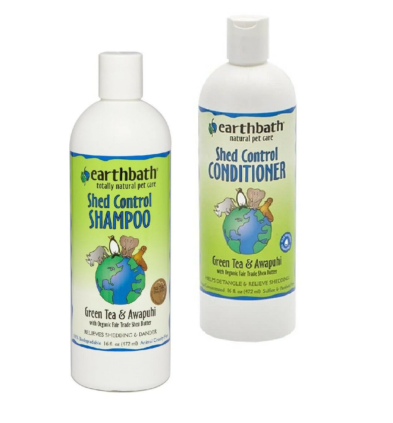Dog Shed Control Green Tea Detoxifiying Shampoo Conditioner Foam 16 oz or gallon (16 oz - Shampoo and Conditioner)
