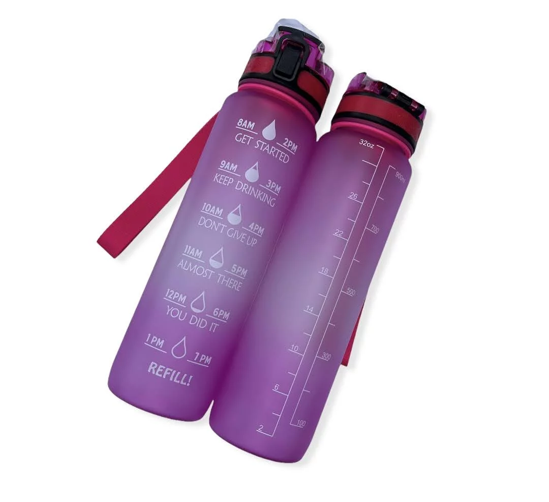 32oz Leakproof Time Marker Motivational Sport Water Bottle