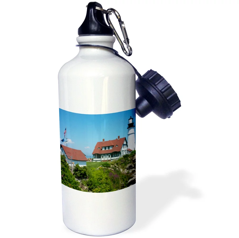 3dRose Portland, Maine, Portland Head Light, lighthouse on cliff. - Straw Water Bottle, 21-ounce