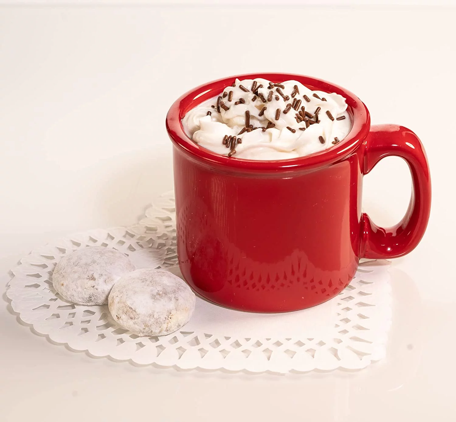 Red Coffee Mug - Ceramic - 13 Ounce - Set of 4 - Cozy Hot Tea Milk Chocolate Cocoa Holiday Mugs