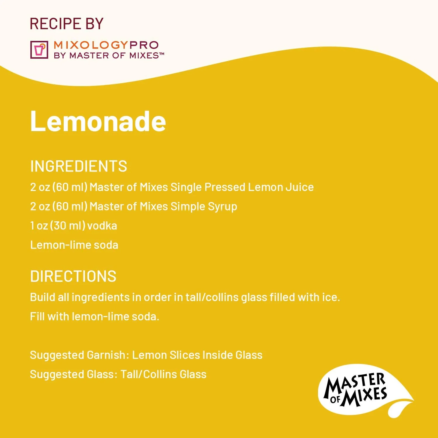 Master of Mixes Cocktail Essentials Single Pressed Lemon Juice, 375 ML Bottle (12.7 Fl Oz), Individually Boxed