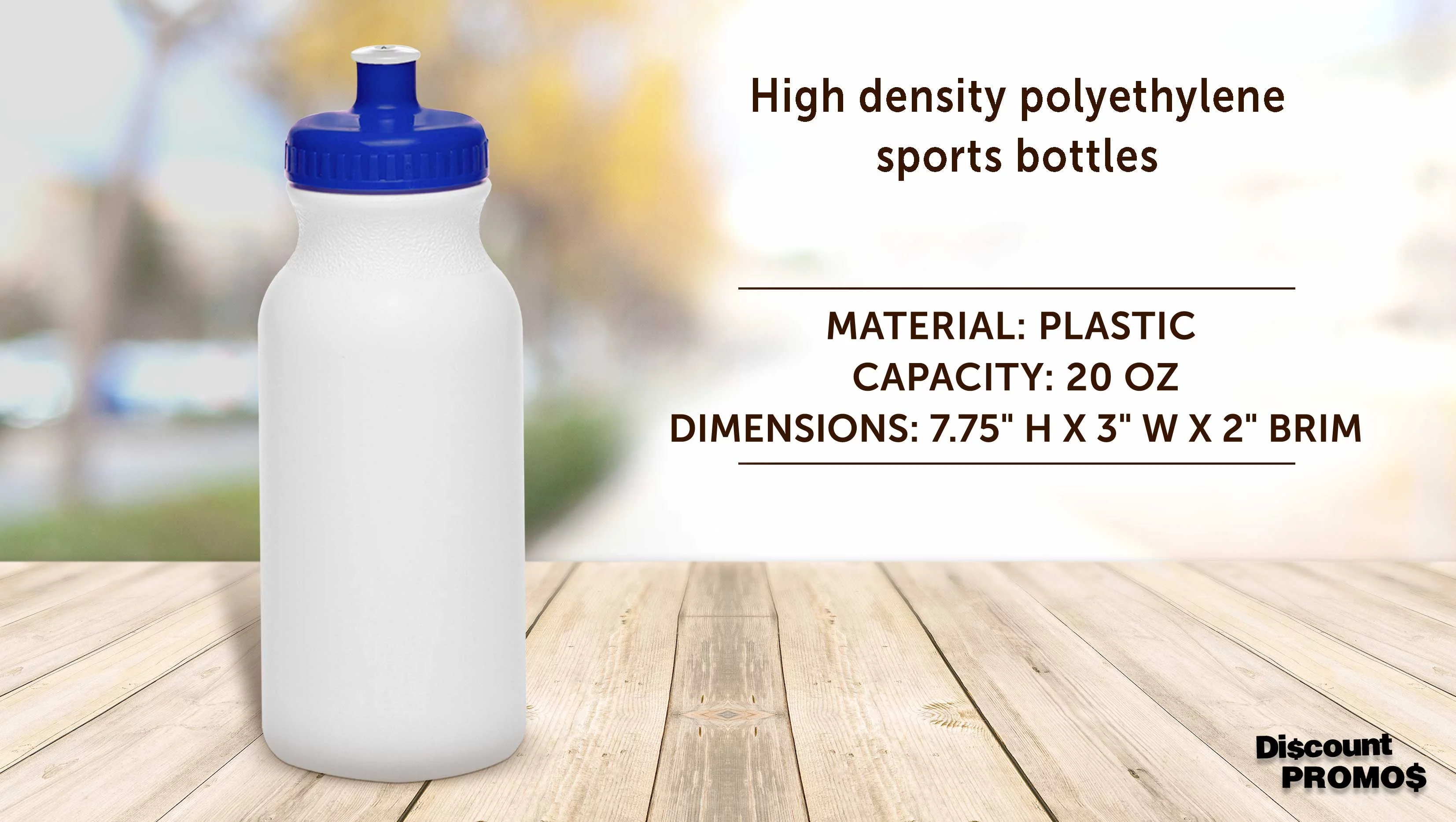 White Water Bottles with Push Cap 20 oz. Set of 10, Bulk Pack - Reusable, Squeezable Bottles - White Blue